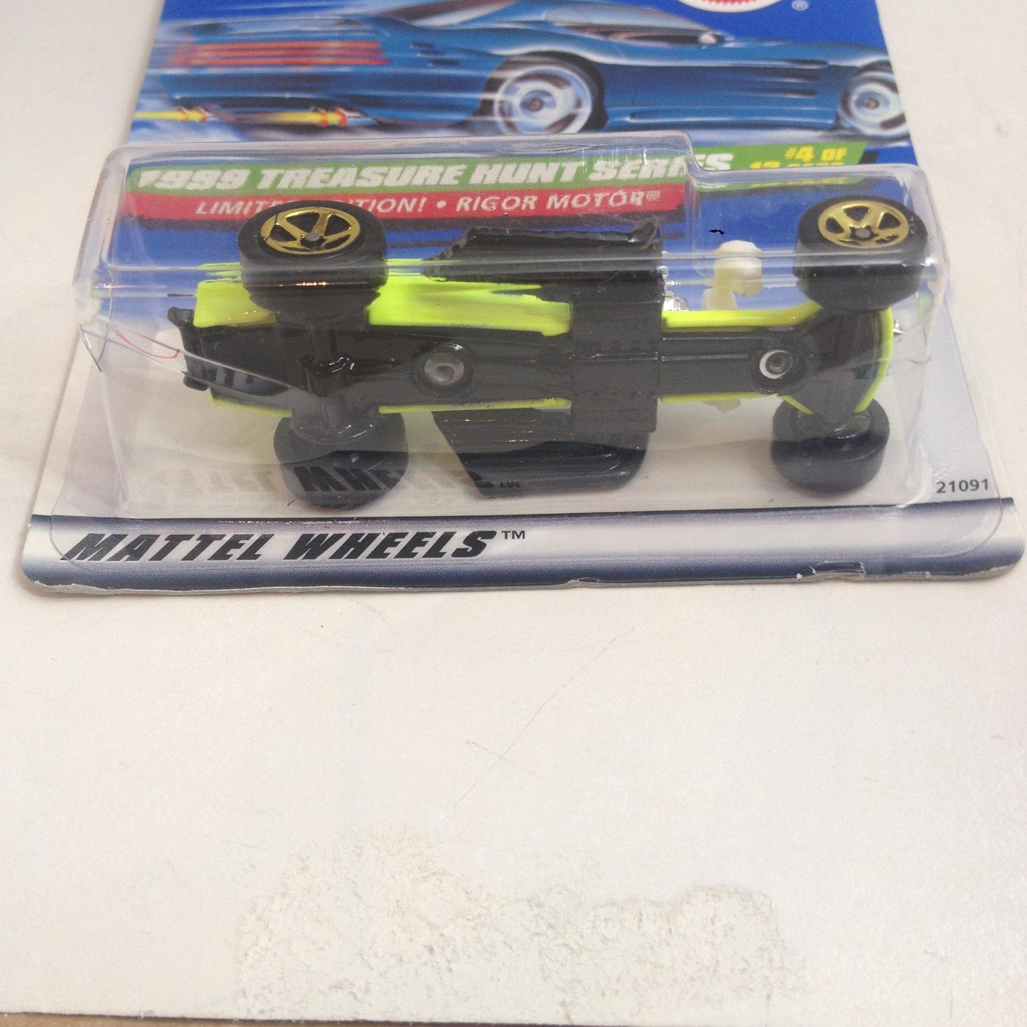 Hot Wheels - Mattel Wheels - Limited Edition Treasure Hunt Series (1999) - Rigor Motor (Lime Green) - #4 of 12 - Collector #932