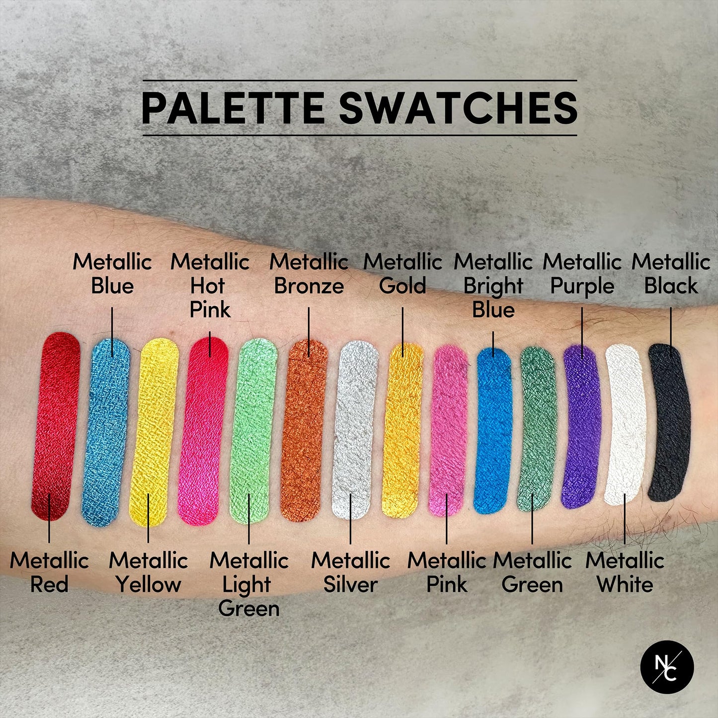 Narrative Cosmetics Metallic Alcohol Airbrush Paints - 2 fl oz, Skin Safe, Quick Dry, Waterproof, Sweatproof, Transferproof Liquid Makeup
