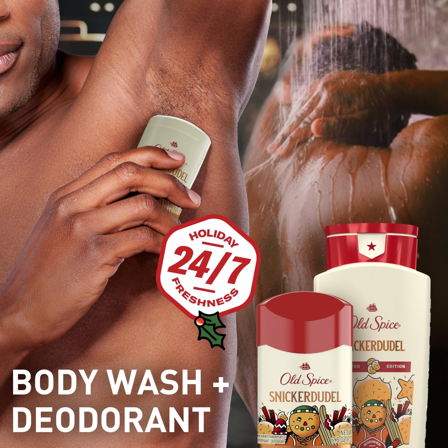 Old Spice Body Wash for Men, Holidudes Holiday Edition, 24/7 Holiday Freshness, Lasting Scent and Rich Lather, Stocking Stuffer, Snickerdudel Sugar Beauty and Personal Care Old Spice