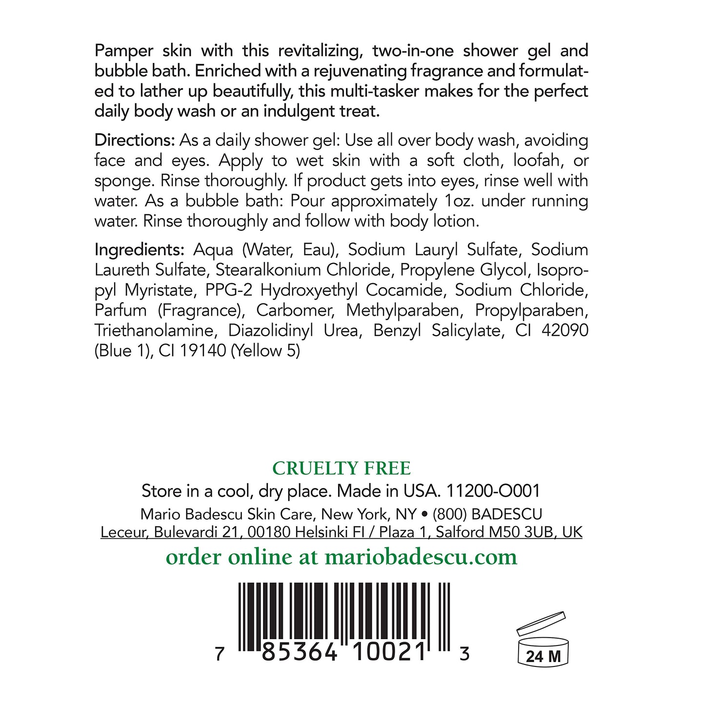 Mario Badescu Seaweed Bubble Bath & Shower Gel - 2-in-1 Daily Moisturizing Body Wash for Men and Women - Body Care Enriched with Marine-Like Fragrance