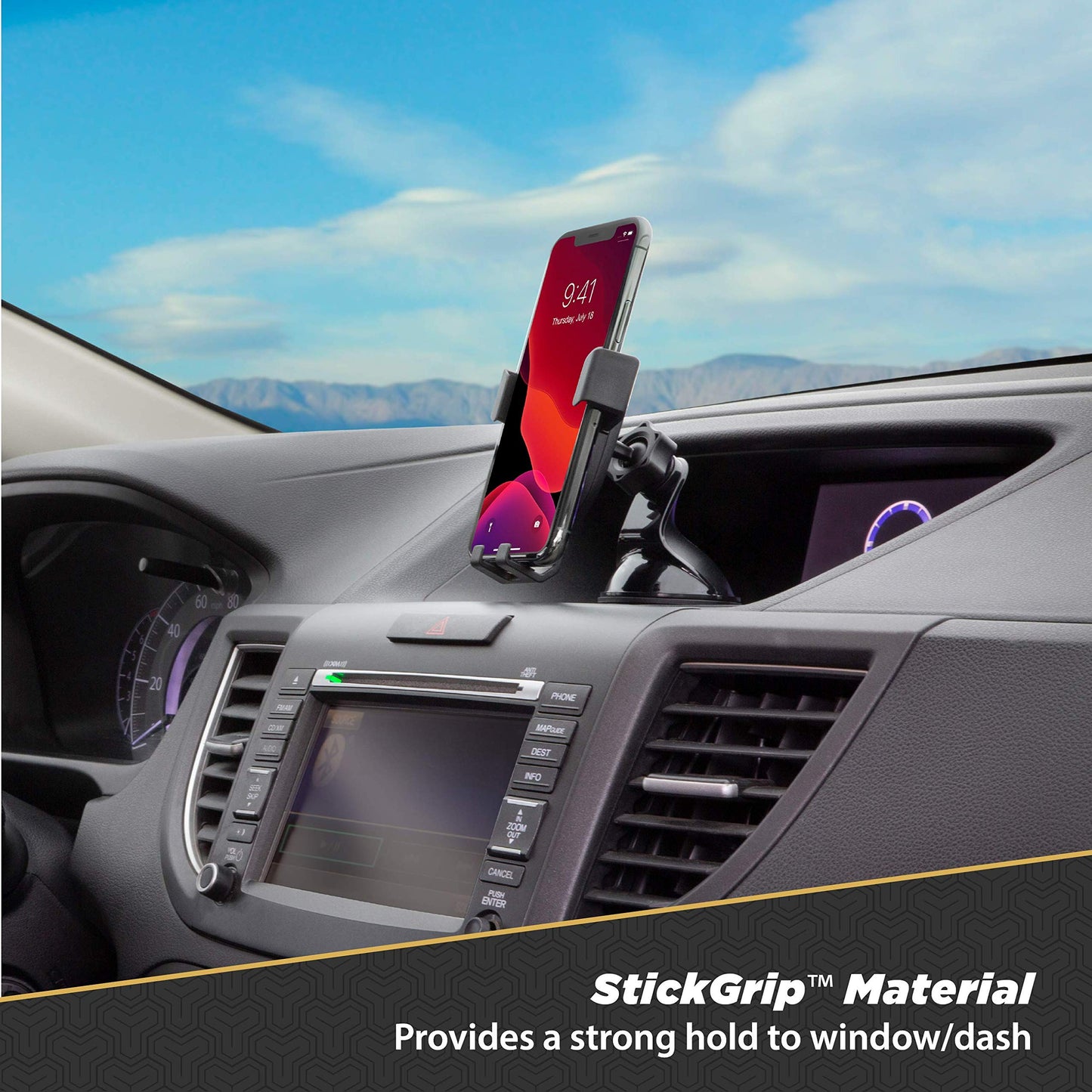 Scosche GHVWD 3-in-1 Universal Suction Cup Phone Mount for Car and Truck Dashboard/Windshield/Vent Mount, 360° Adjustable Phone Stand, Cell Phone…