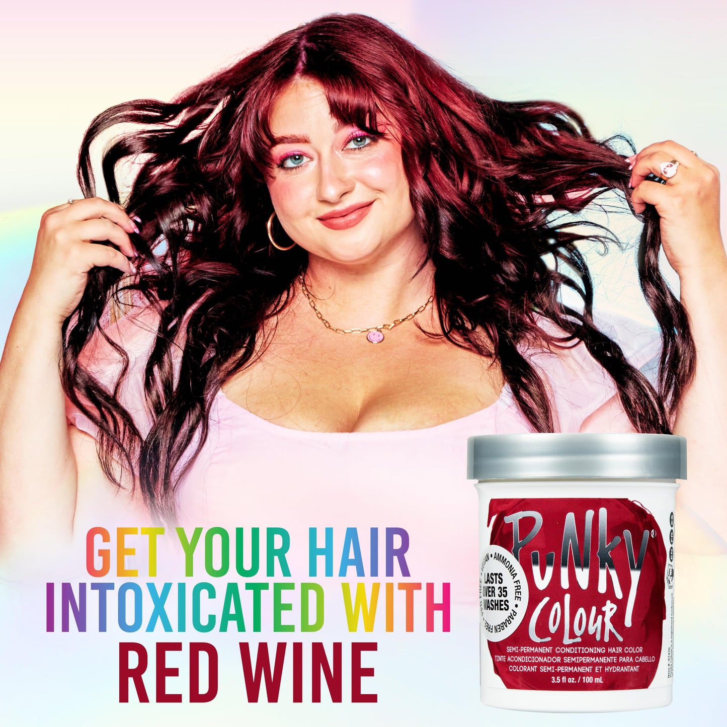 Punky Red Wine Semi Permanent Hair Color - Vegan & Cruelty-Free Conditioning Red Hair Dye, Lasts Up to 35 Washes, 3.5 fl oz