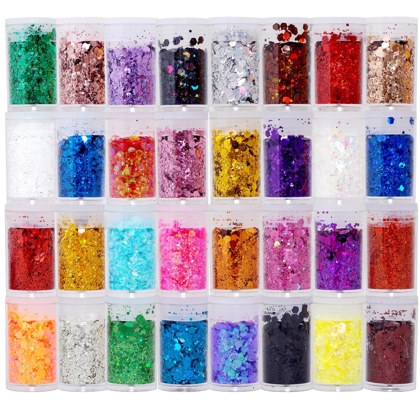32 Pack Chunky Mix Holographic Glitter - Face Glitter, Nail Glitter, Chunky Fine Glitter, Craft Glitter for Crafts, Makeup & Body, Festival Chunky