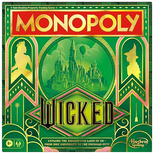 Monopoly Wicked Edition Board Game | Inspired by The Motion Picture | Ages 8+ | 2 to 6 Players | 30 Mins. | Family Games for Kids, Teens, and Adults