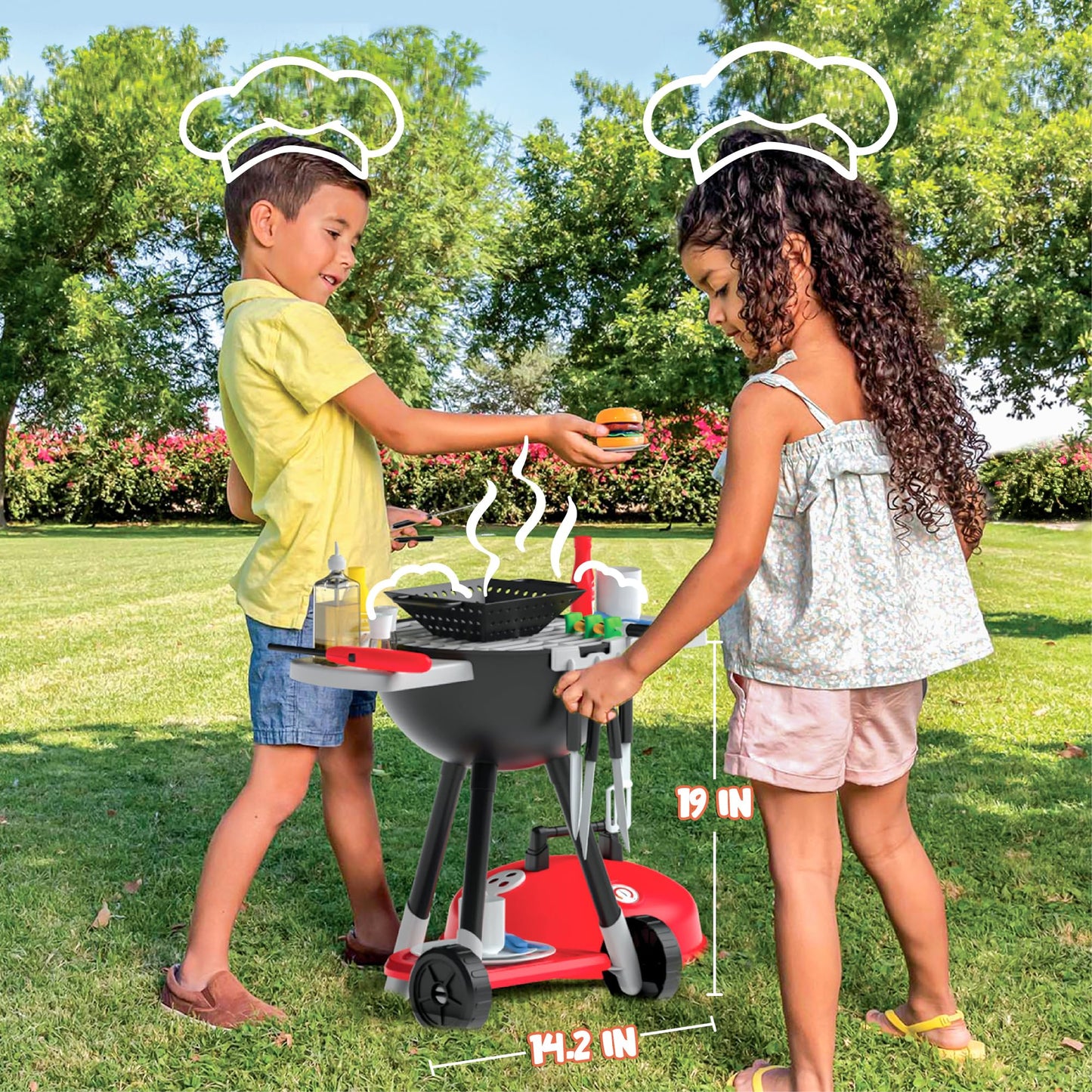JOYIN 34PCS Kids BBQ Kitchen Toy Set – Interactive Grill Playset with Lights & Sounds – Cooking Toy Gift for Boys & Girls