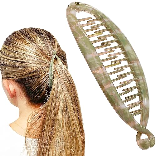 Camila Paris CP3106 4.5 inch French Banana Clip Hair Comb Classic Girls Updo Flexible Ponytail Holder Interlocking Banana Combs, Fashion Durable