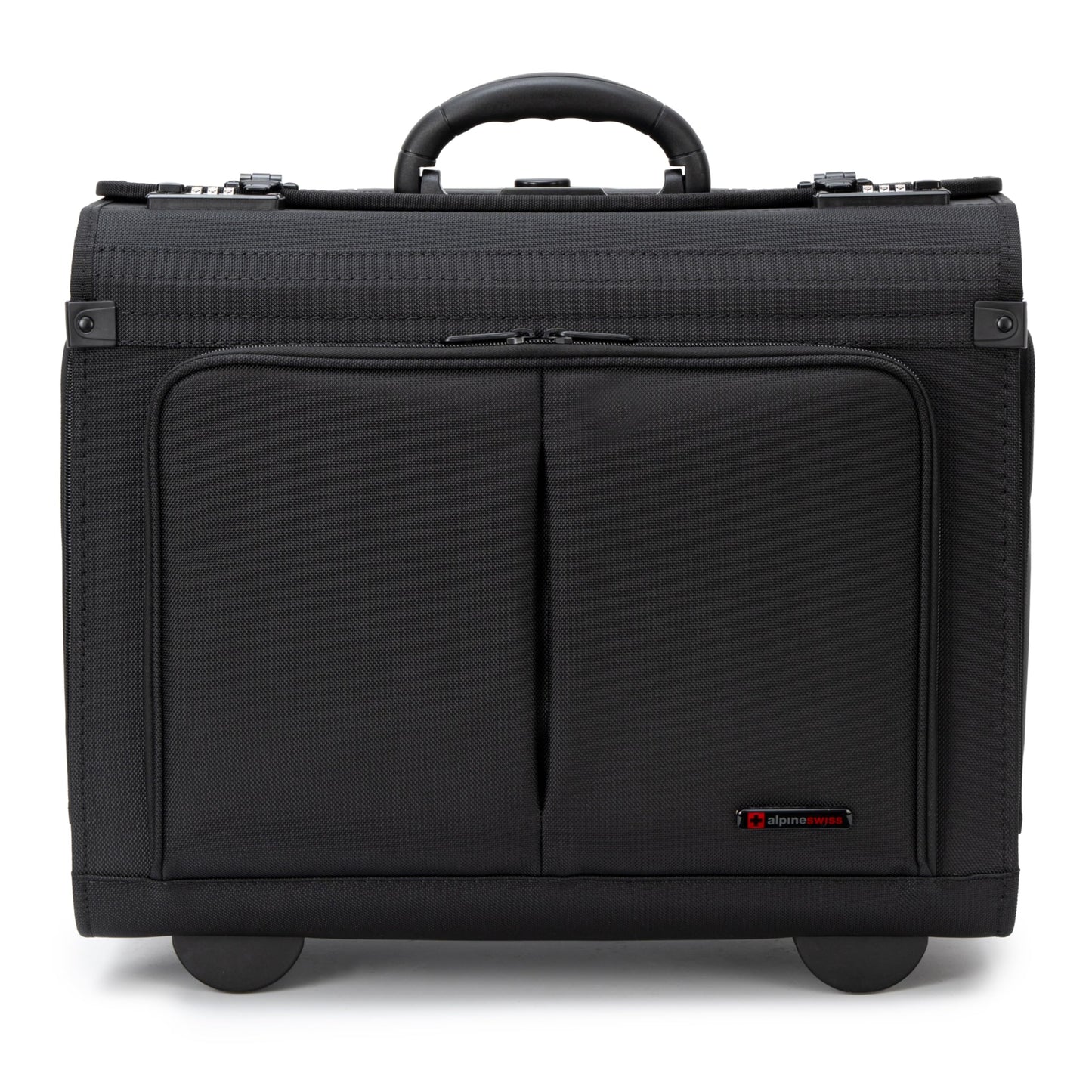 Alpine Swiss Rolling Briefcase Work Overnight Travel Bag Dual Locks Carry on Business Attache Case Black