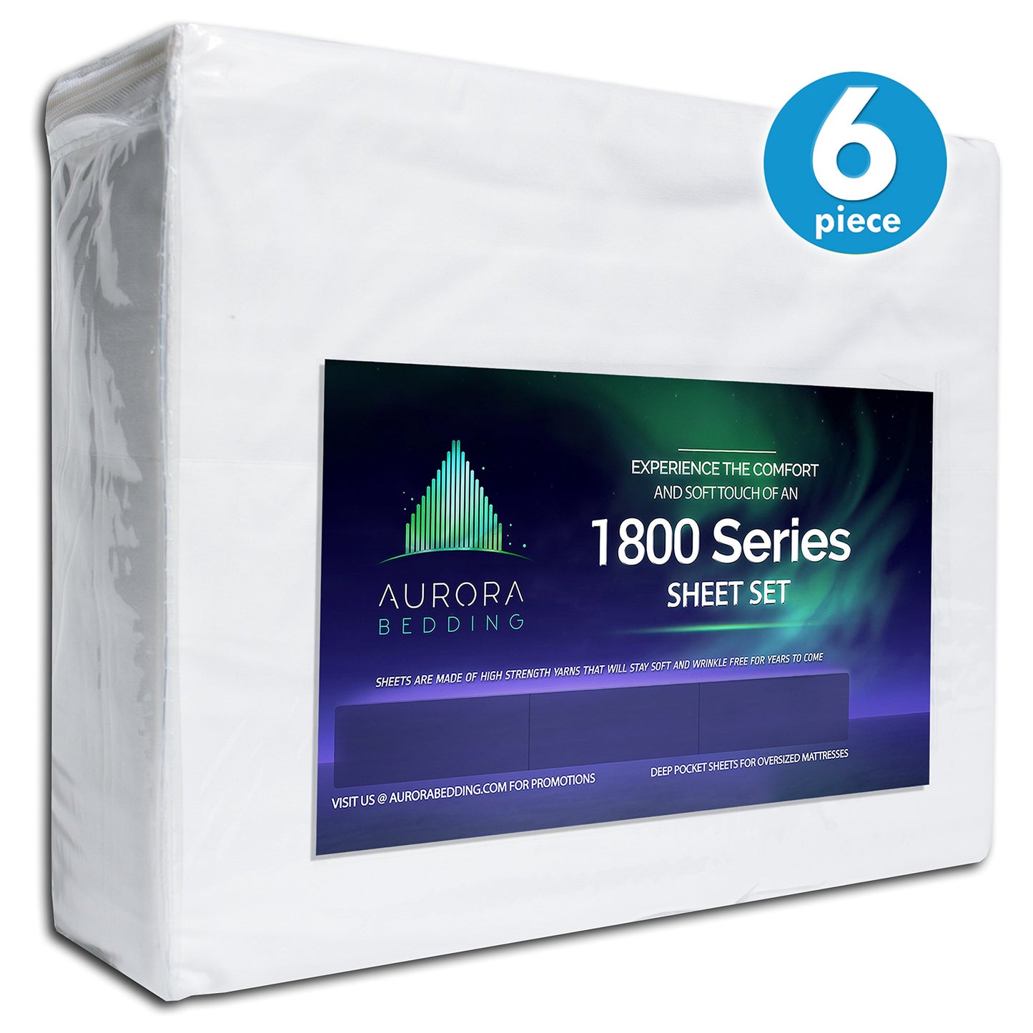 Aurora Bedding # 1 1800 Series 6 Piece Bed Sheet Set with Deep Pocket-Luxury, Soft, Comfort, Hypoallergenic-Same Price with 2 Extra Pillowcases-Full,