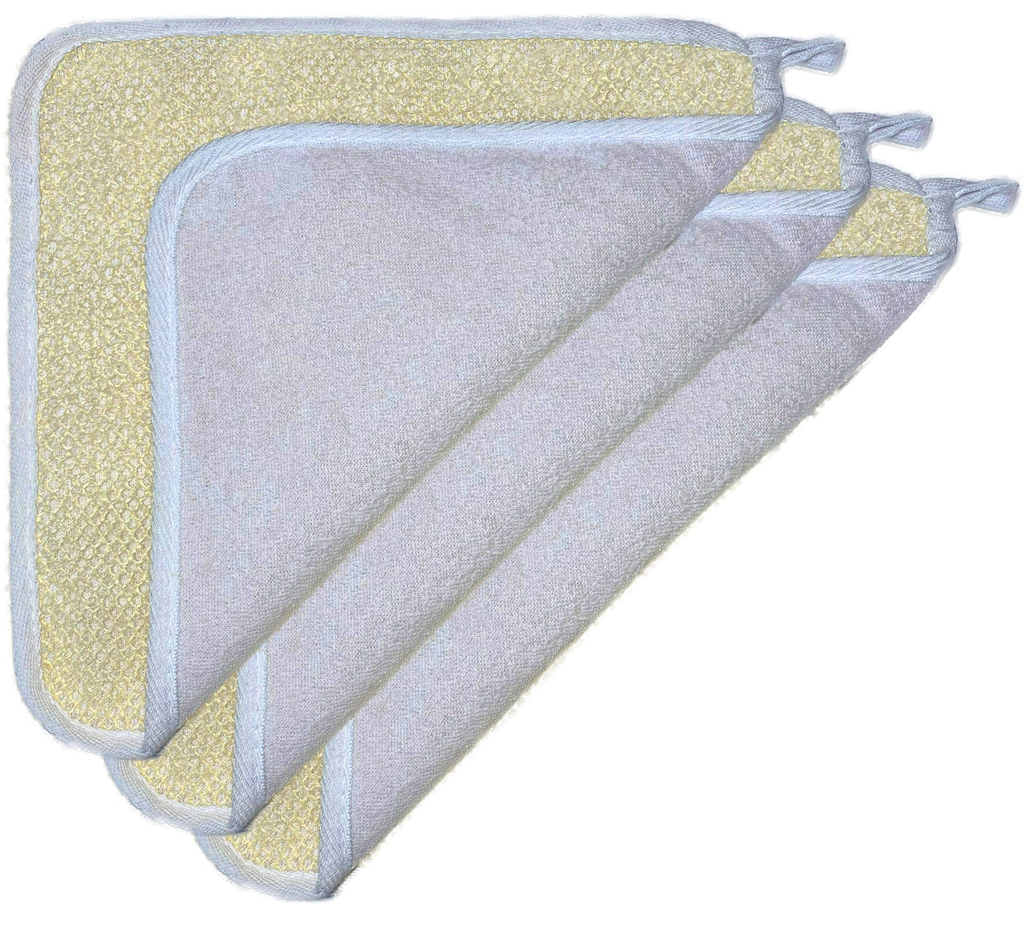 3 pcs/set Soft Weave Home Spa Exfoliating Face and Body Wash Cloths, Dual-Sided With Exfoliating Scrub and Soft Terry Cloth - Shower Scrubber - Remove