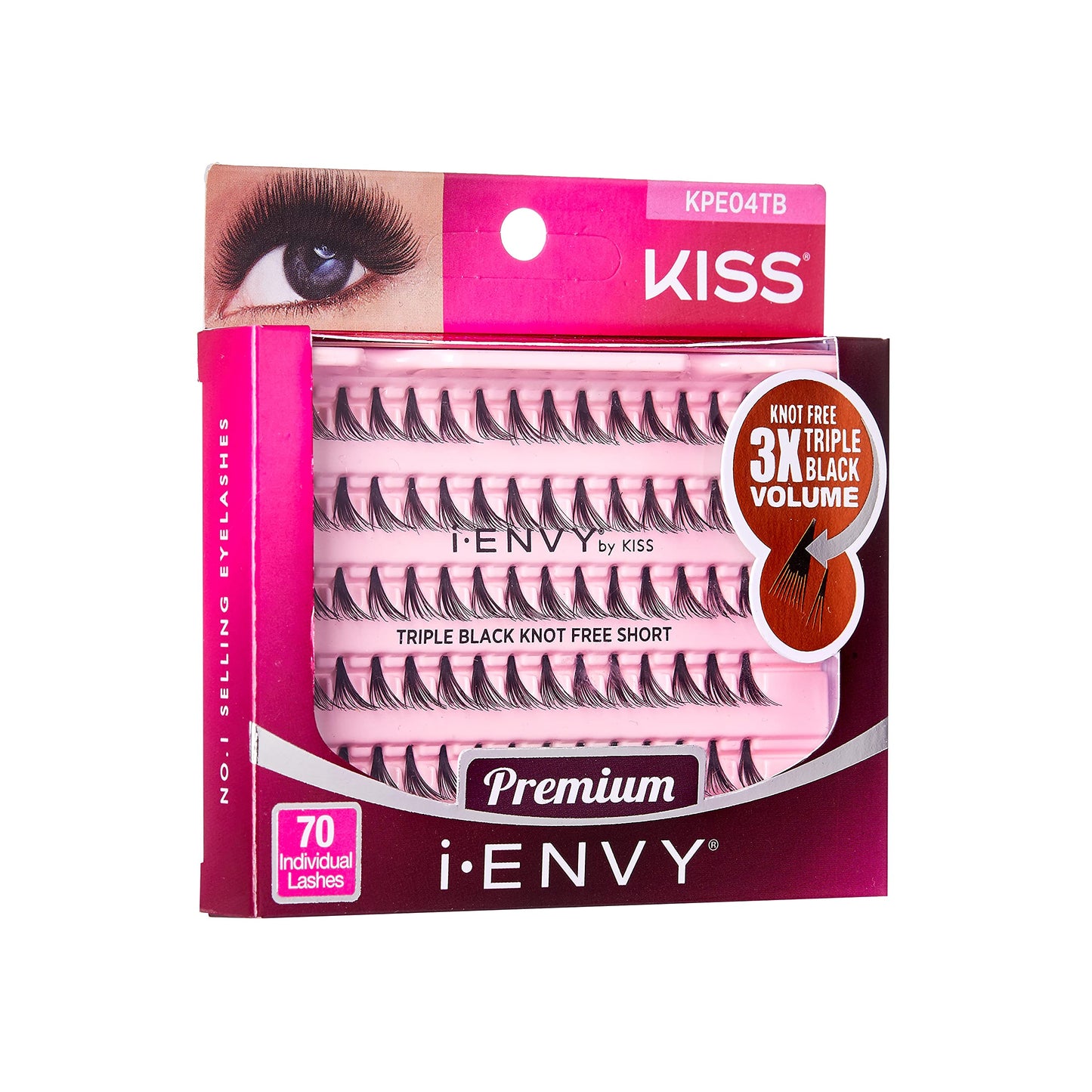 iENVY by KISS Triple Black Knot Free Individual Lashes (Short) 3 Pack 3X More Volume