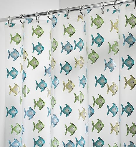 InterDesign 27780 Shower Curtain, Blue/Green Fish, Clear, 72 x 72-in. - Quantity 1