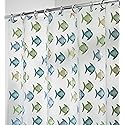 InterDesign 27780 Shower Curtain, Blue/Green Fish, Clear, 72 x 72-in. - Quantity 1