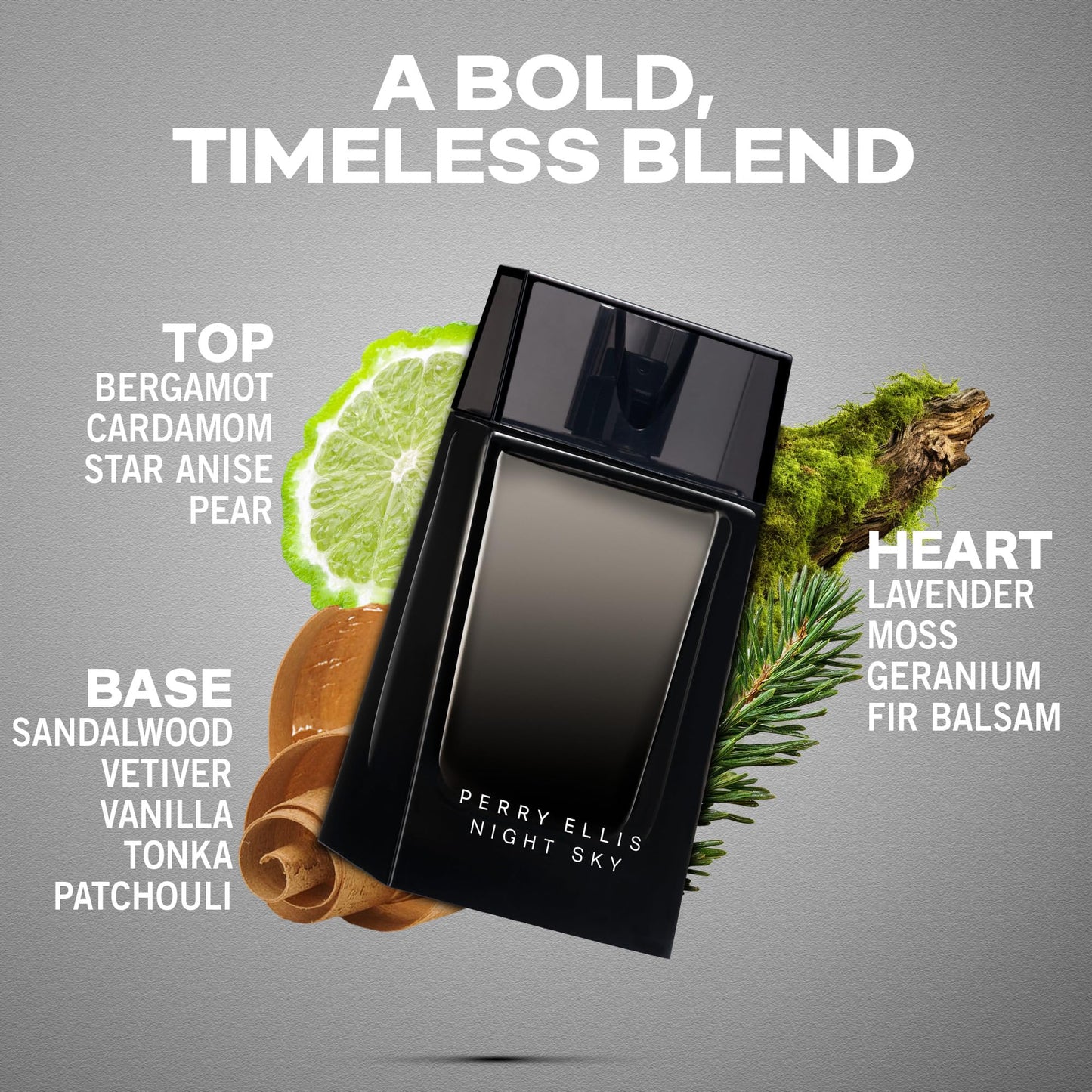 Perry Ellis Night Sky - Men's Cologne - 3.4 fl oz Eau de Toilette - bergamot, anise, pear, fig, geranium, lavender, fir balsam, vanilla, vetiver,