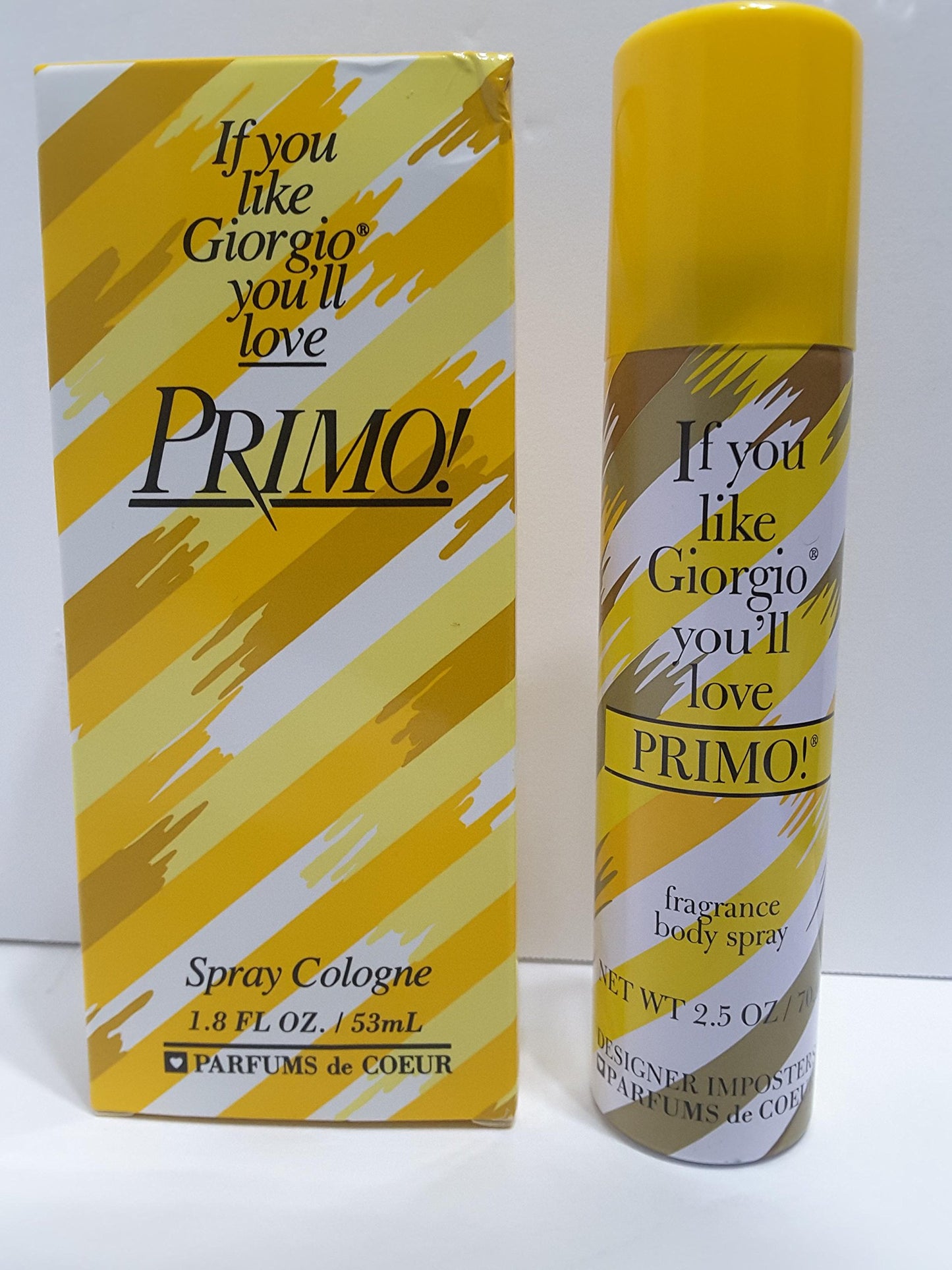 Primo By Parfums De Coeur For Women. Cologne Spray 1.8-Ounce and Fragrance Deodorant Body spray 2.5 Oz bundle