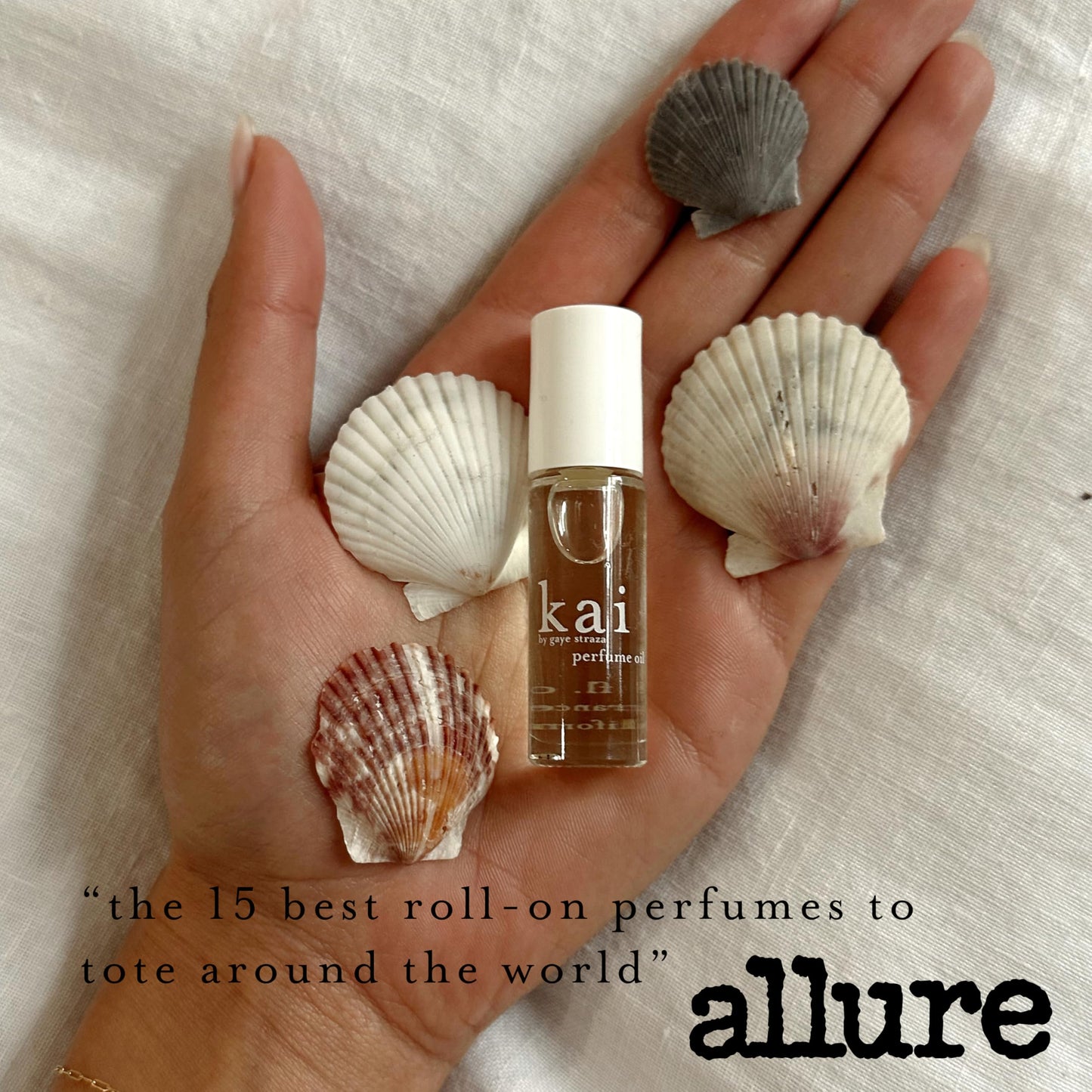 kai perfume oil - a fresh, beautiful, light gardenia scent wrapped in white exotics, 1/8 oz perfume roll-on | long lasting, serene, vegan, clean