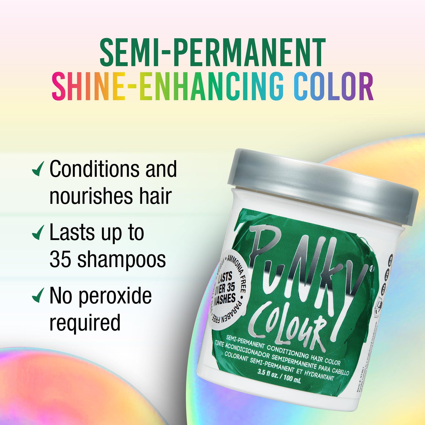 Punky Alpine Green Semi Permanent Hair Color - Vegan & Cruelty-Free Conditioning Hair Dye, Lasts Up to 35 Washes, 3.5 fl oz