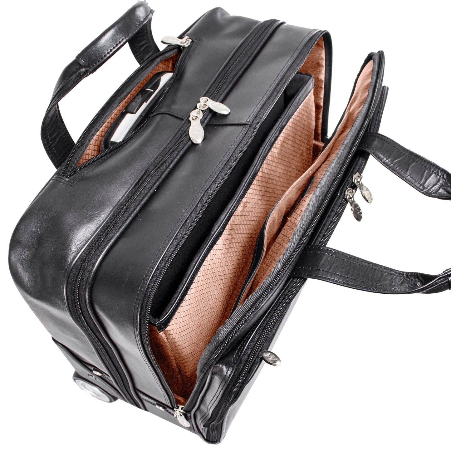 McKlein, L Series, Bowery, Top Grain Cowhide Leather, 15" Leather Wheeled Laptop Briefcase, Black (87855)