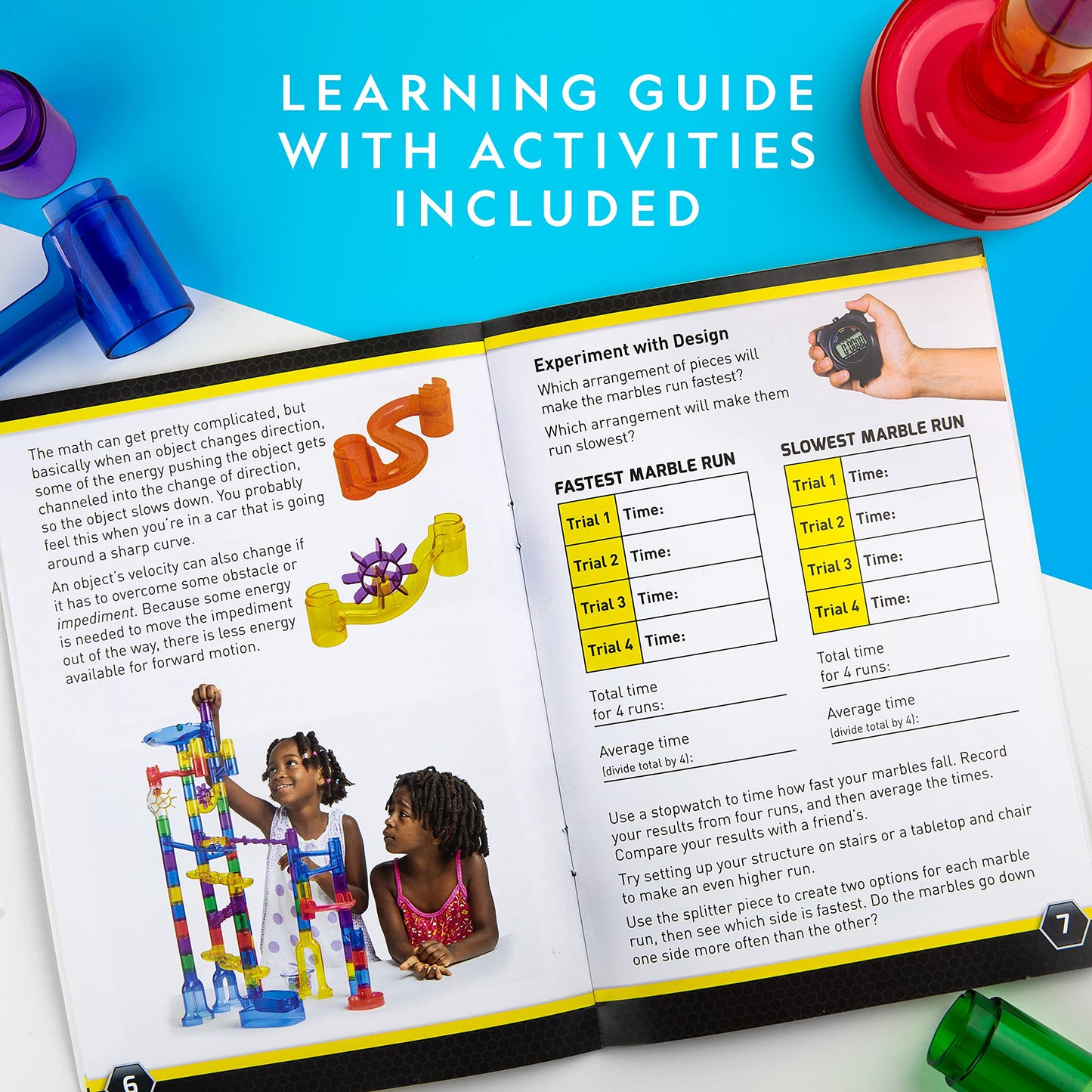 NATIONAL GEOGRAPHIC Glowing Marble Run Set – 15 Glow-in-the-Dark Glass Marbles, Storage Bag & STEM Building Toy for Kids (Amazon Exclusive)