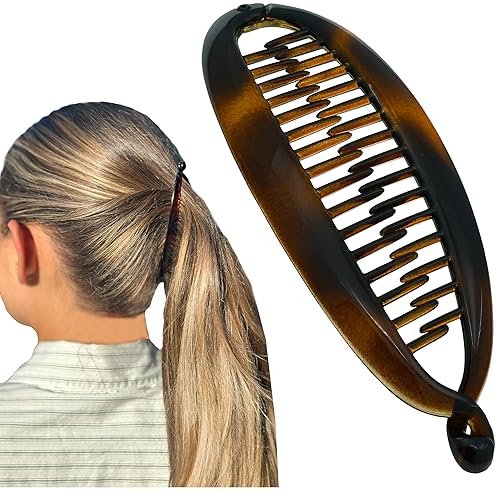 Camila Paris CP5 4.5 inch French Banana Clip Hair Comb Classic Girls Updo Flexible Ponytail Holder Interlocking Banana Combs, Fashion Durable Styling