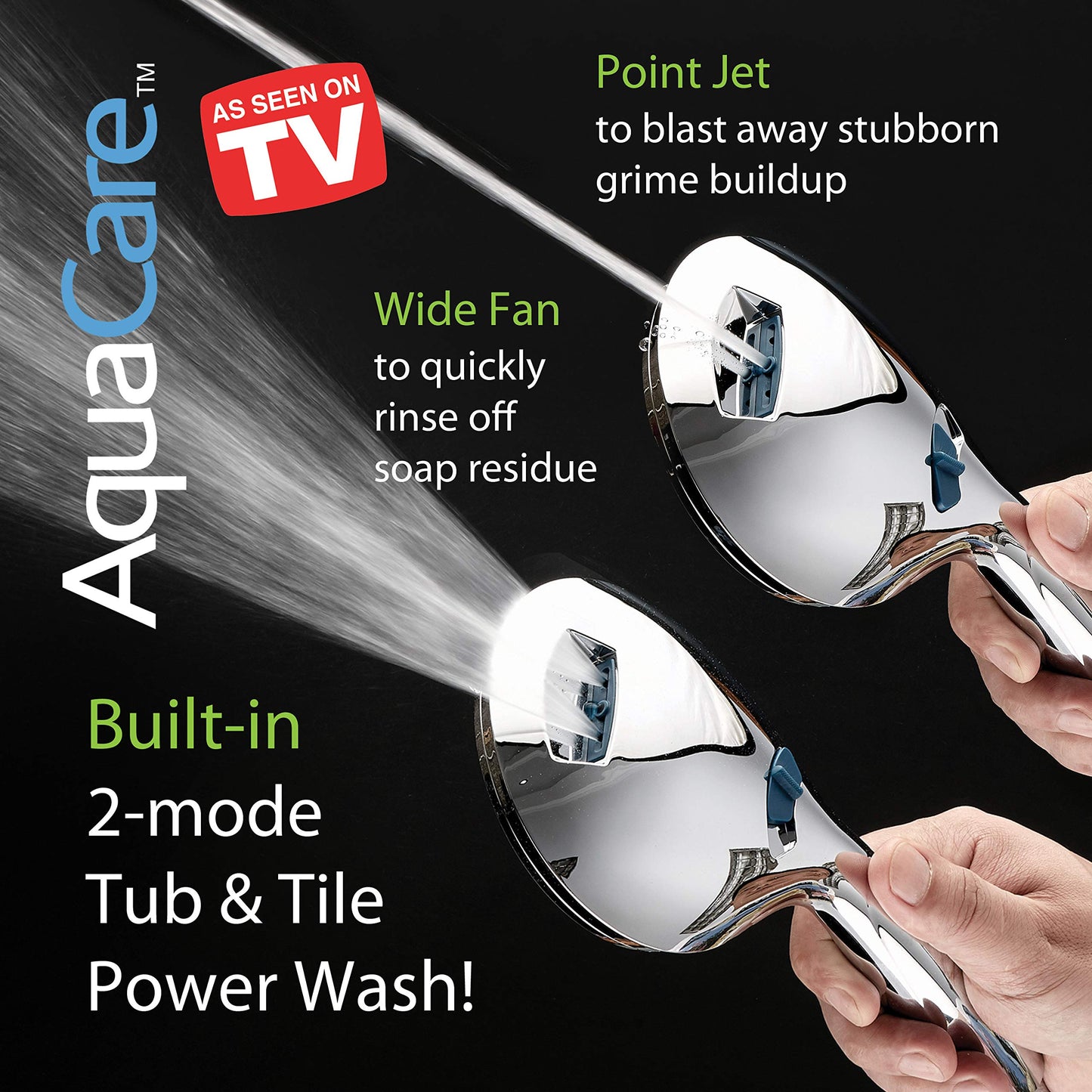 AquaCare 8-Mode High Pressure Handheld Shower Head – Anti-Clog Nozzles, Power Wash, 6ft Hose, Wall & Overhead Brackets