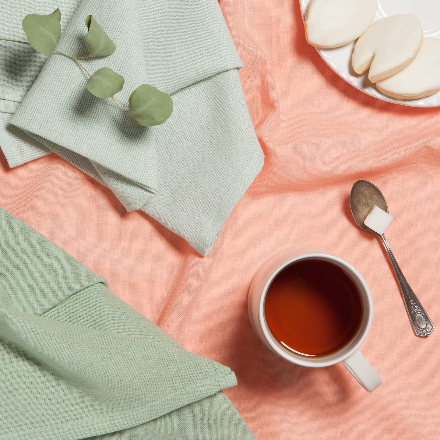 Now Designs Floursack Kitchen Towels Quick Dry Cotton Hand Towel Set, 3 Count, Dawn/Eucalyptus/Mist, 20 x 30 in