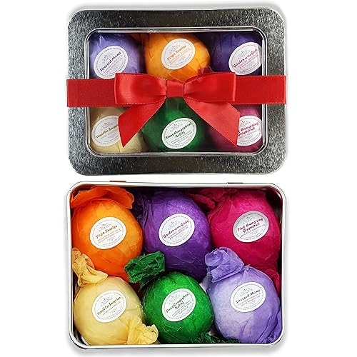 Bath Bomb Gift Set USA - 6 Vegan Essential Oil Natural Fun Fizzies Spa Kit. Organic Shea/Cocoa Soothe Dry Skin. Luxury Gift for Valentine, Women…