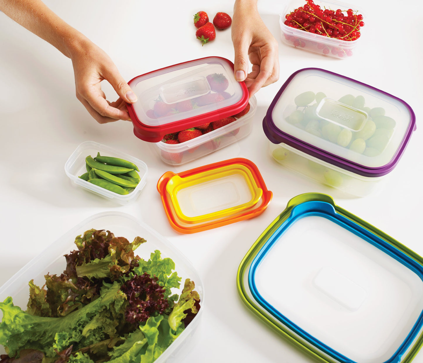 Joseph Joseph Nest Lock Plastic BPA Free Food Storage Container Set with Lockable Airtight Leakproof Lids, 12-Piece, Multi-Color