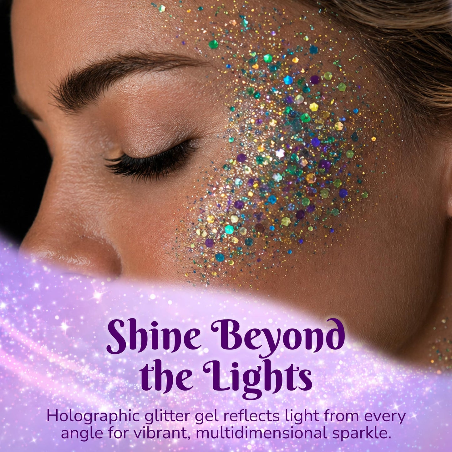 Art Factory Mermaid Holographic Body Glitter Gel - Chunky Sea Mix Cosmetic Glitter for Face, Hair & Body - Festival Rave Makeup, Long Wear Glitter