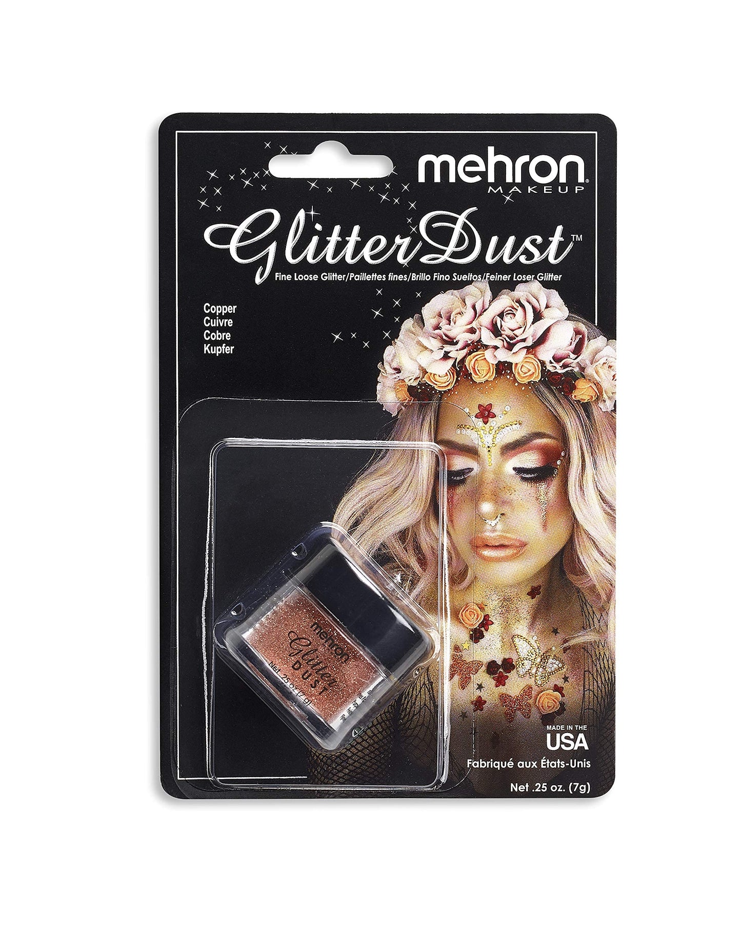 Mehron Makeup Paradise Glitter FX | Professional Cosmetic for Makeup & Art | Vibrant & Shimmering Loose Glitter .25 oz (7 g) (Copper)