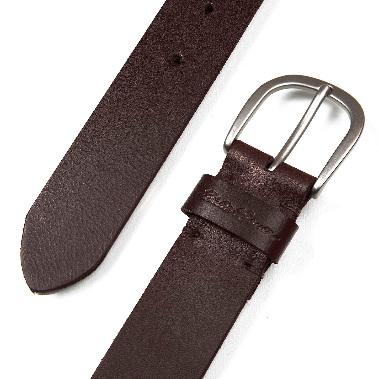 Eddie Bauer Women's Casual Leather Belts with Durable Metal Buckle, Center Lacing - Brown, Large