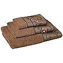 Popular Bath Bath Towels, Larissa Collection, 3-Piece Set, Rose Design