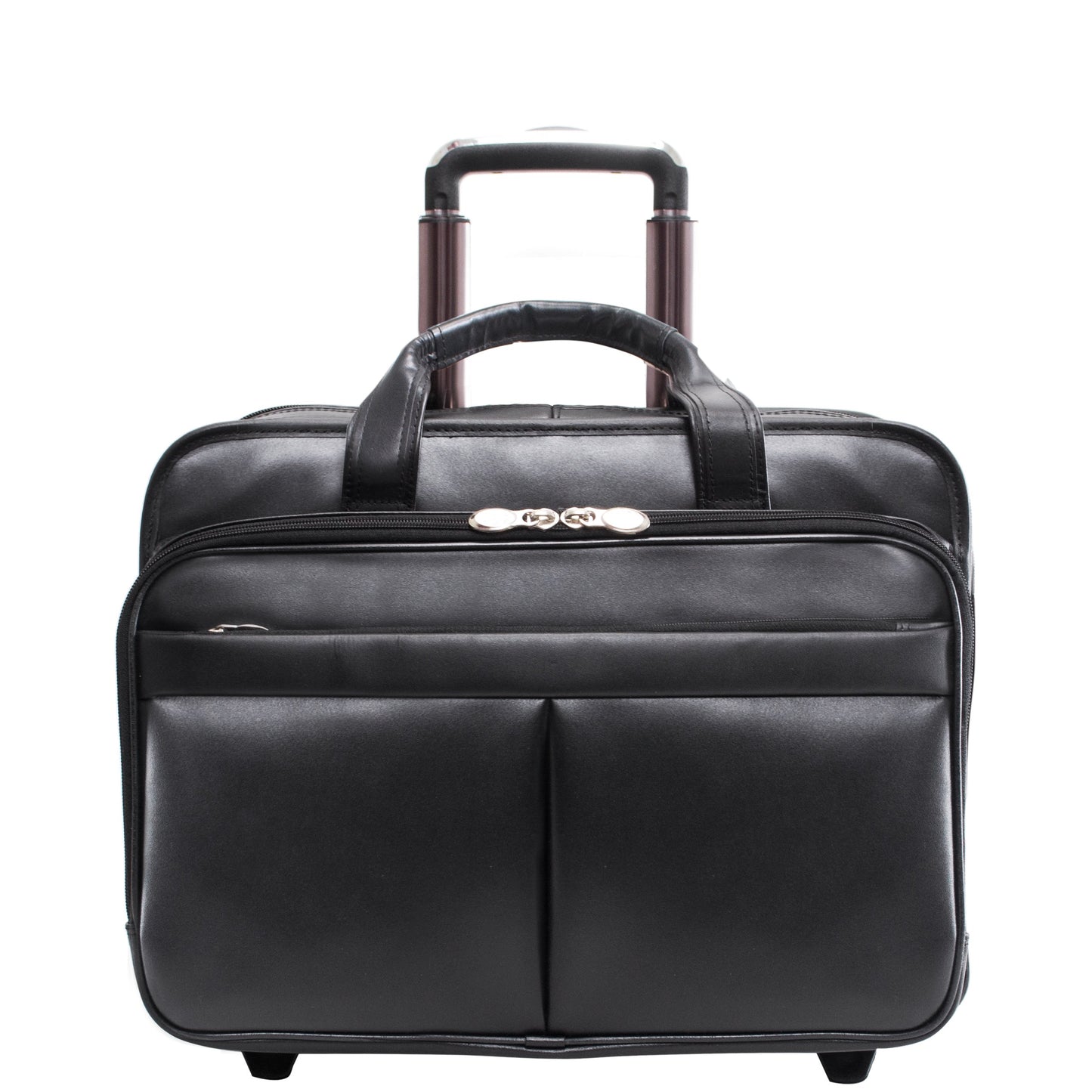 McKlein, L Series, Bowery, Top Grain Cowhide Leather, 15" Leather Wheeled Laptop Briefcase, Black (87855)