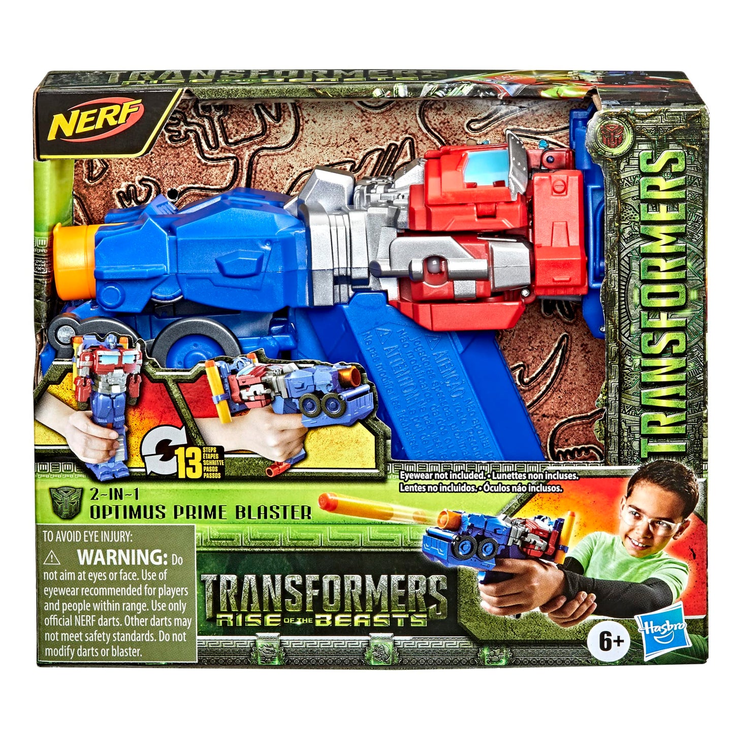 Transformers Toys Rise of The Beasts Movie 2-in-1 Optimus Prime Blaster Powered by Nerf for Ages 6 and Up, 7-inch