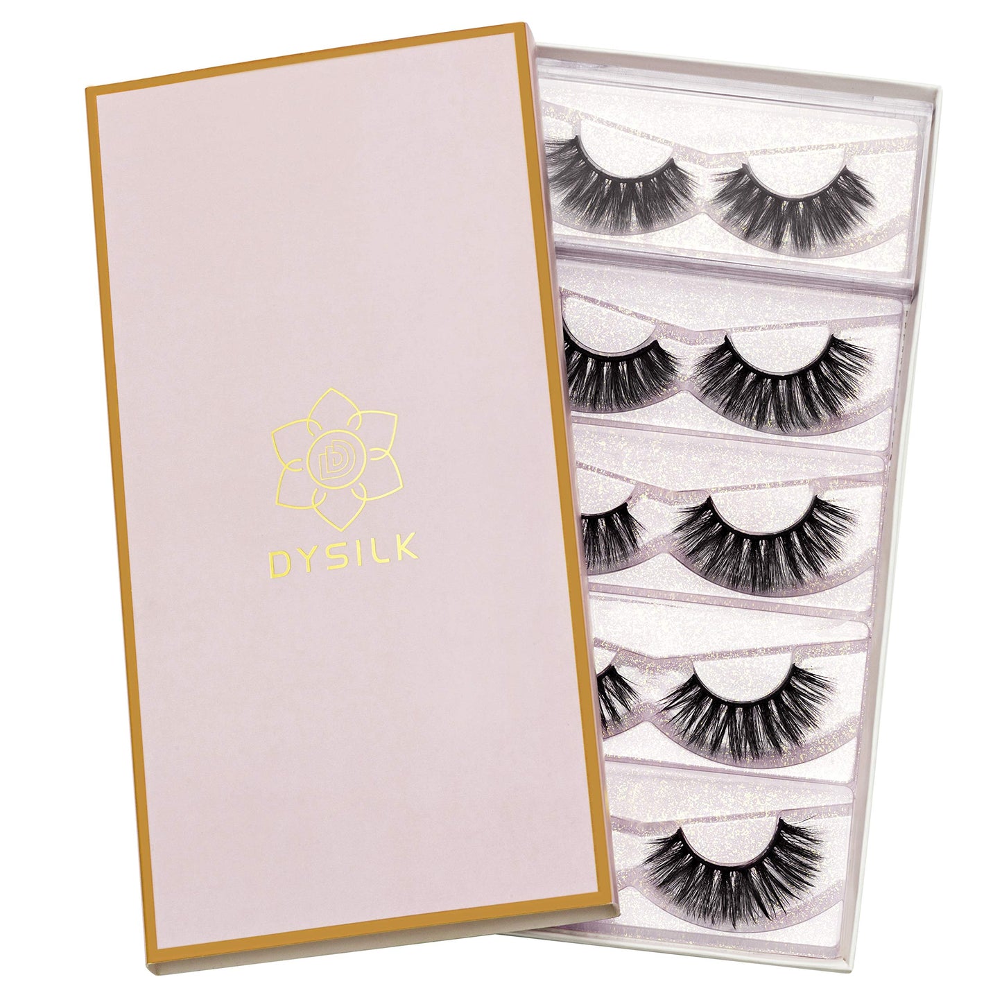 DYSILK Lashes False Eyelashes - Mink Lashes 5 Pairs 6D Faux Eyelash - Wispy Eyelashes Fluffy Strip Lashes Fake Eyelashes Reusable Lash Extension Kit |