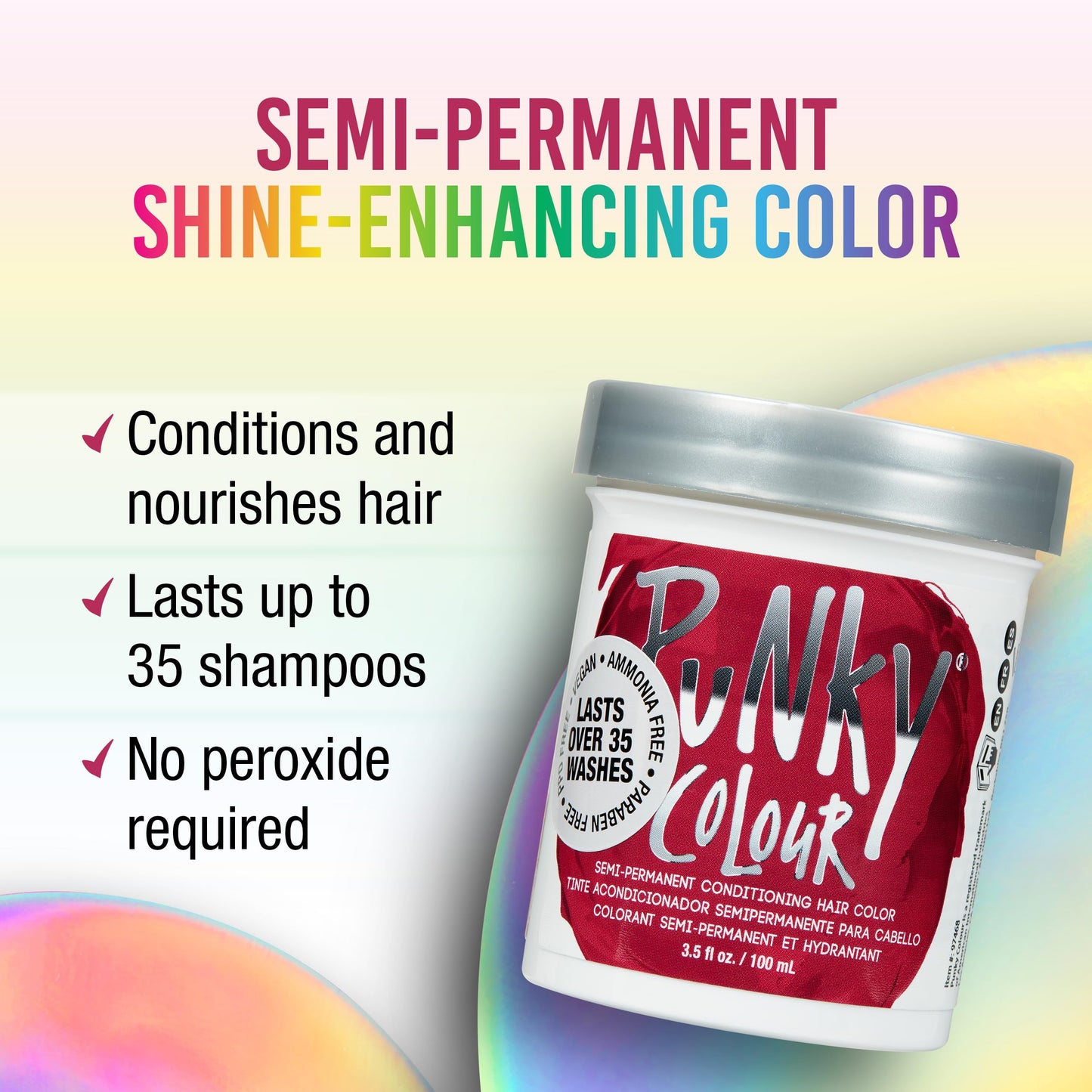 Punky Poppy Red Semi Permanent Hair Color - Vegan & Cruelty-Free Conditioning Red Hair Dye, Lasts Up to 35 Washes, 3.5 fl oz