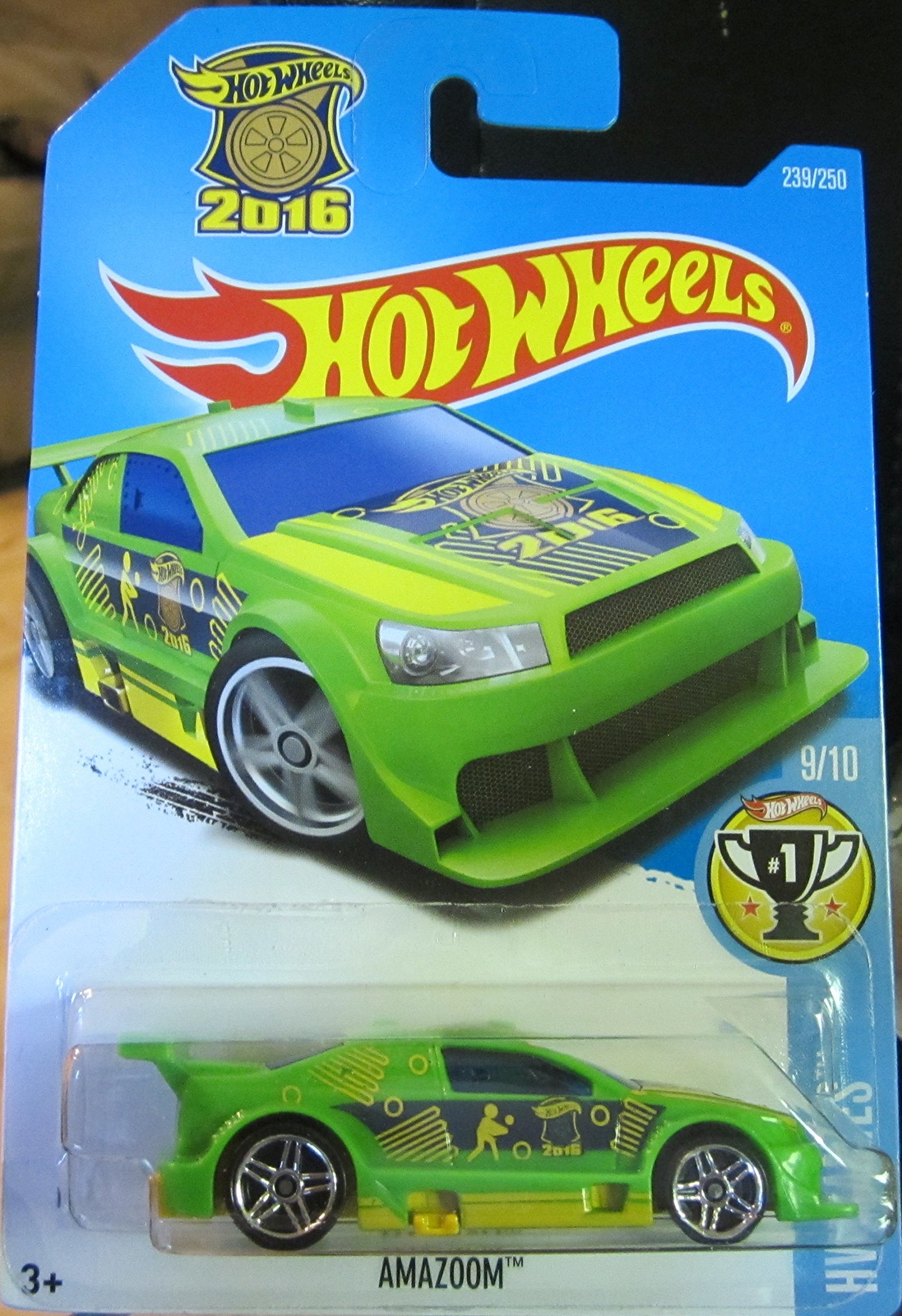 Amazoom Hot Wheels 2016 HW Games Series #9/10 1:64 Scale Collectible Die Cast Metal Toy Car Model #239/250 on International Card