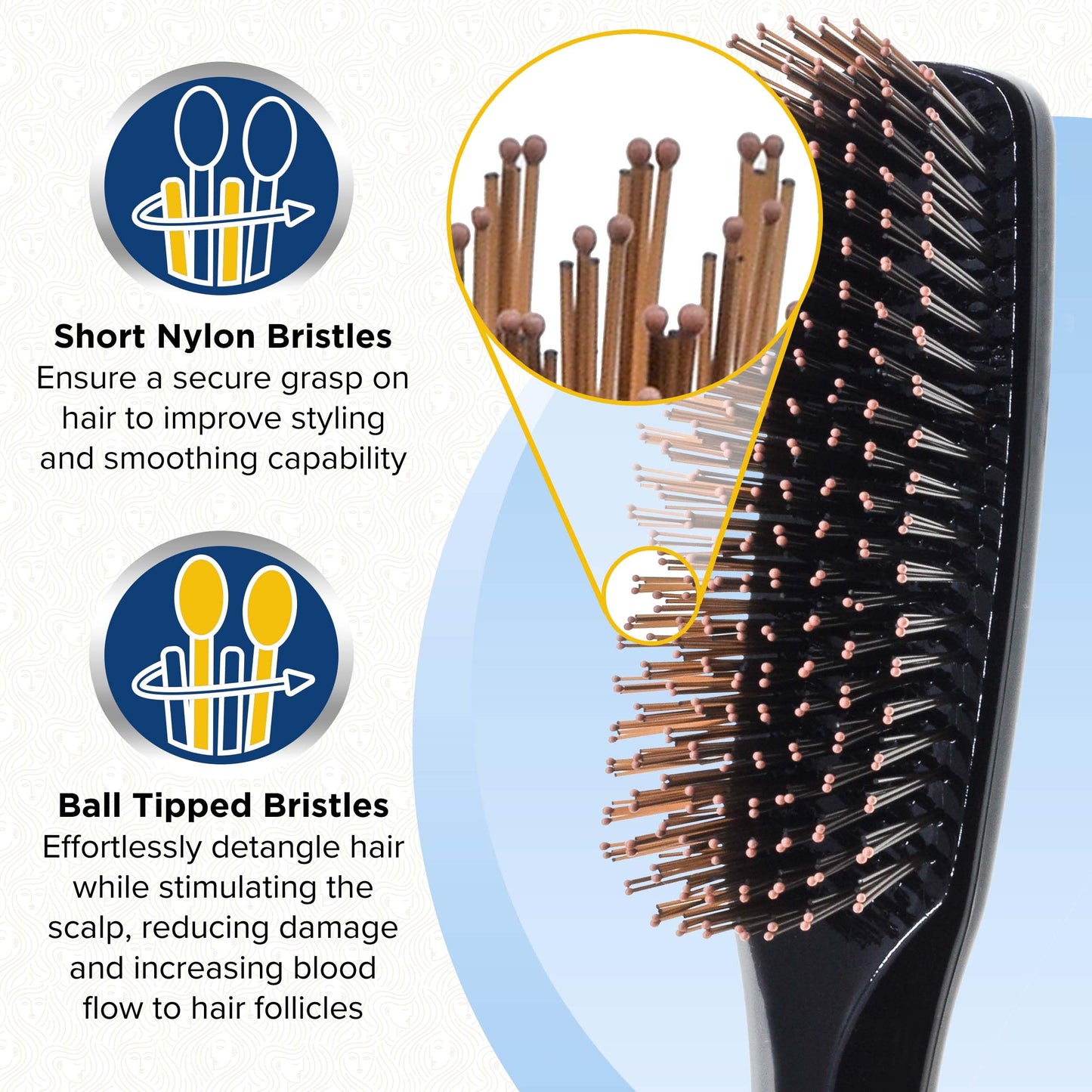Giorgio Gentle Mini Hair Brush for Men - Dual Length Bristles for Fine and Thick Hair, Scalp Massager, Detangler, and Travel Brush