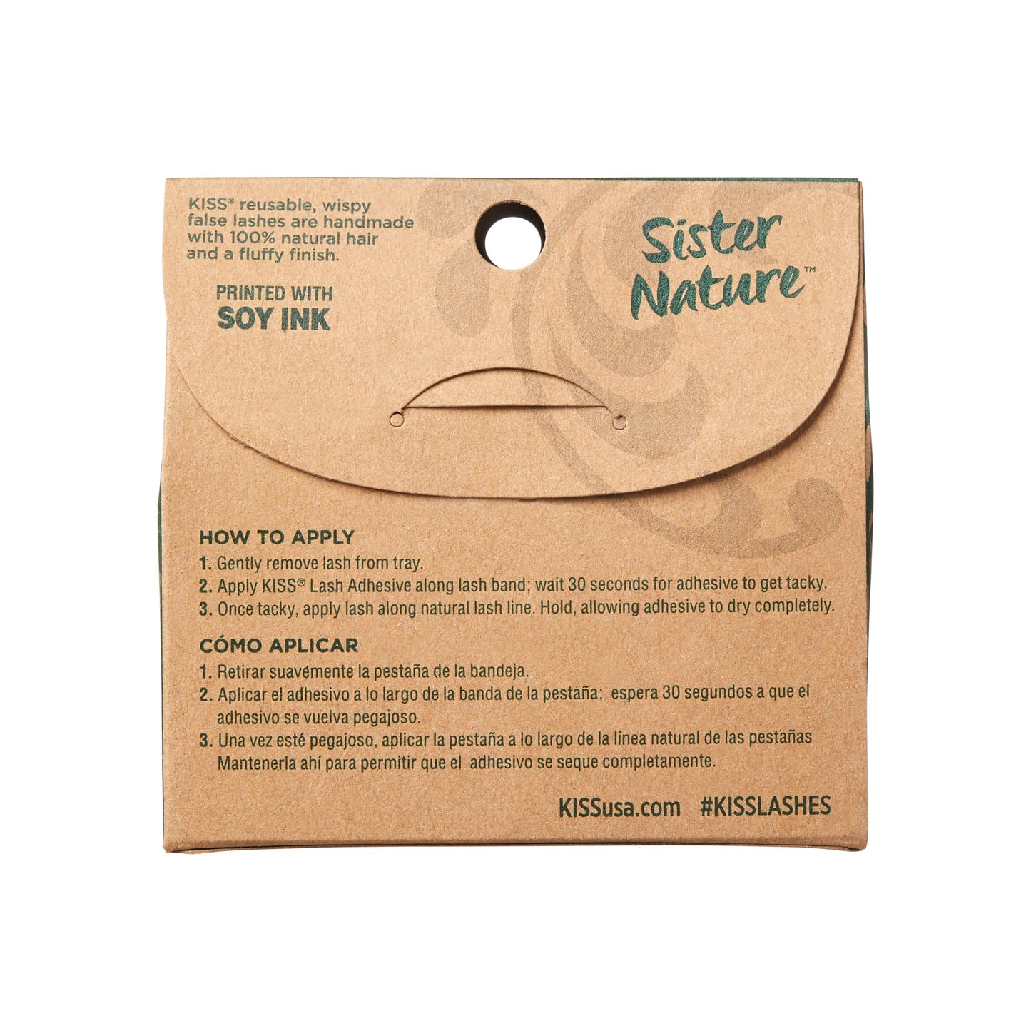 KISS Sister Nature False Eyelashes, 'Sage', 12 mm, 100% Natural Hair, Recyclable Paper Box, Printed with Soy Ink, Cruelty Free, Vegan, Includes 1 Pair