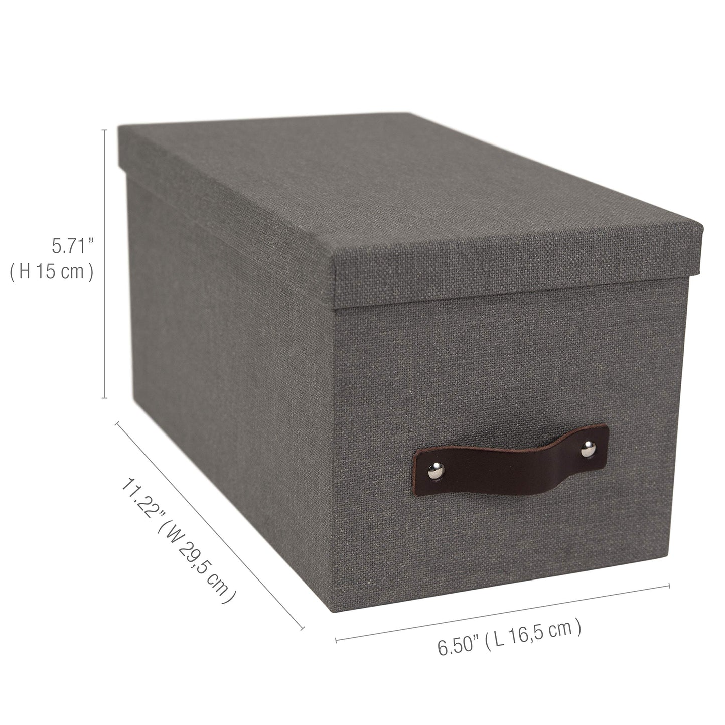 Bigso Silvia Organizational Storage Box with Leather Handle for Shelves and Stacks Easily - Durable and Decorative Storage Boxes with Lids - 5.9 in x…