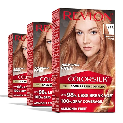 Revlon ColorSilk with Bond Repair Complex, Blonde Permanent Hair Color, 100% Gray Coverage, Ammonia Free Hair Dye, Vegan Keratin, 85B Strawberry