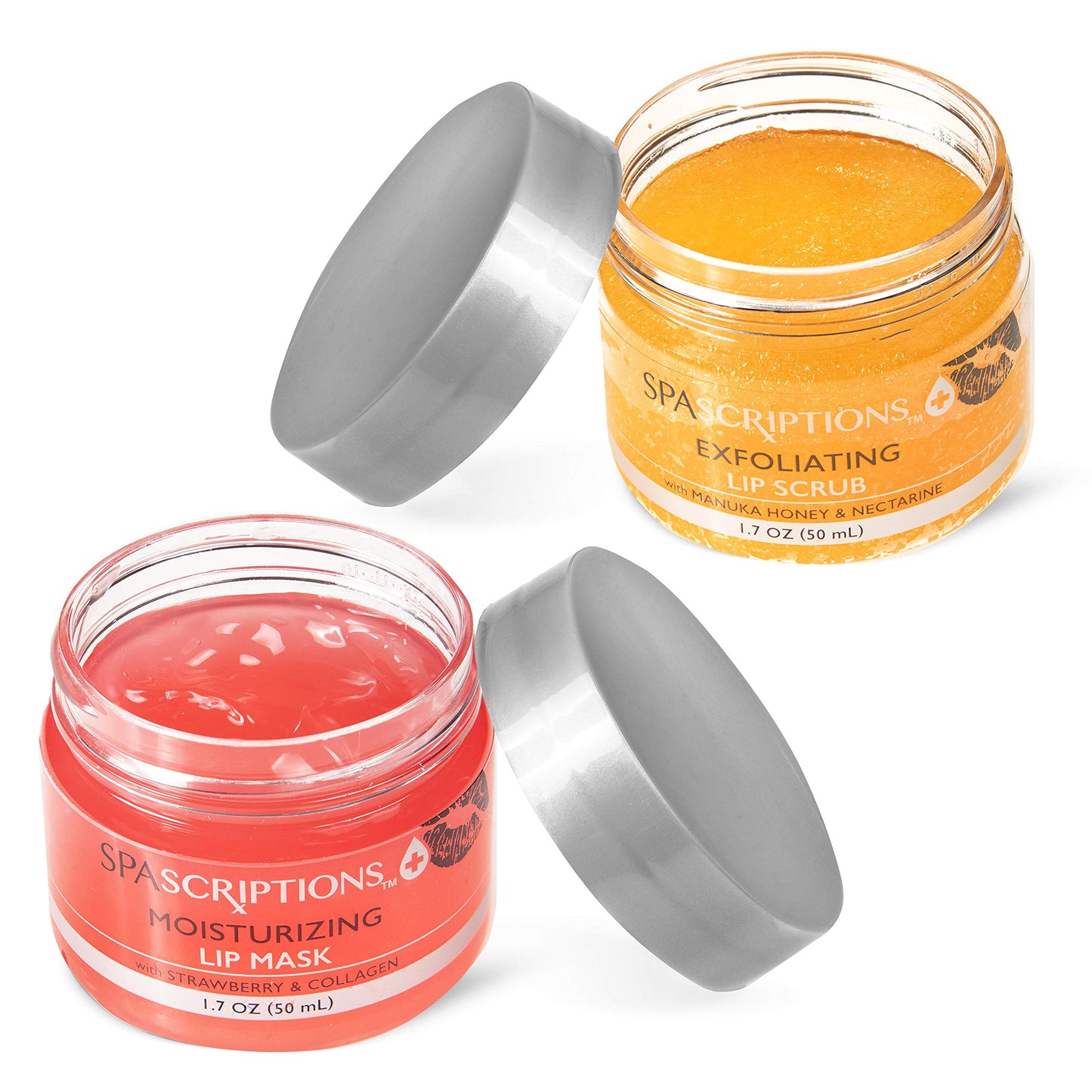 Spascriptions 2-Pack Lip Therapy Treatment to Fight Mask Wearing Dryness, Lip Scrubs and Lip Masks Exfoliate Hydrate and Sooth (Moisturizing)