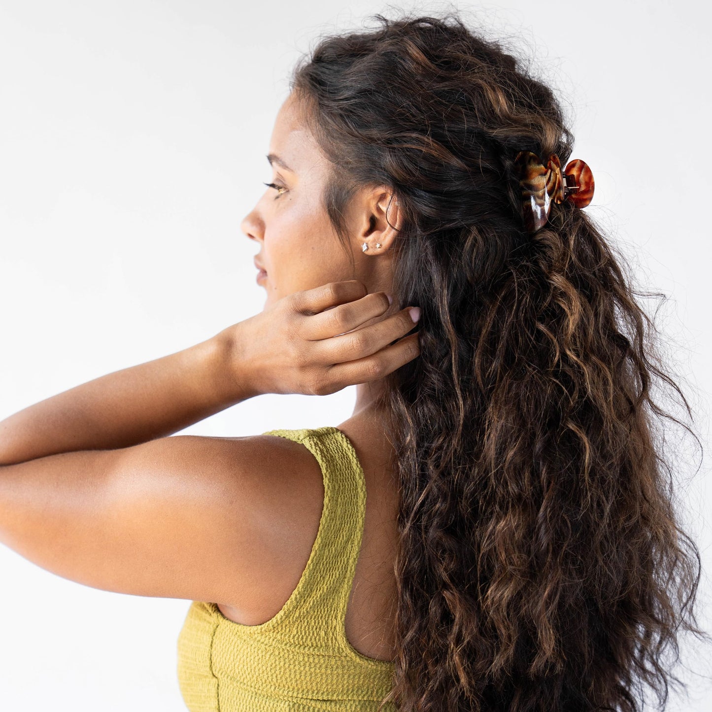 Small Hair Clip for Women, France Luxe Sm Couture Claw Clip, Africa Brown, Strong Grip, Lightweight Comfort, Damage-Free French Design, Ideal