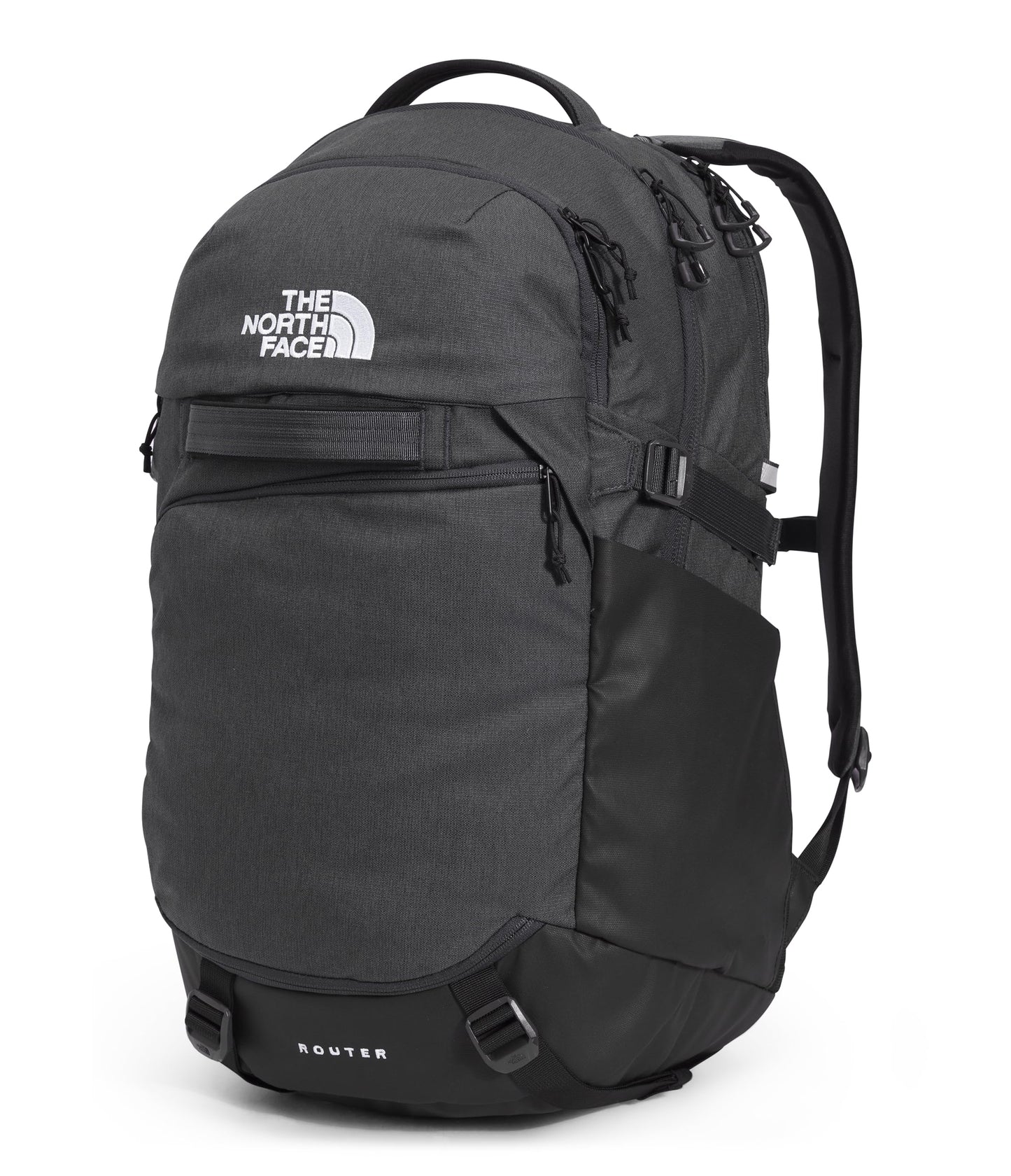 The North Face Router Everyday Laptop Backpack - Daypack, Water Repellent, 17" Laptop Sleeve, Reflective Details, Asphalt Grey Light Heather/TNF Black-NPF, One Size