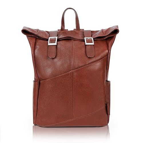 McKleinUSA S Series, Kennedy, Pebble Grain Calfskin Leather, 17" Leather Dual Access Laptop Backpack, Brown (88734)