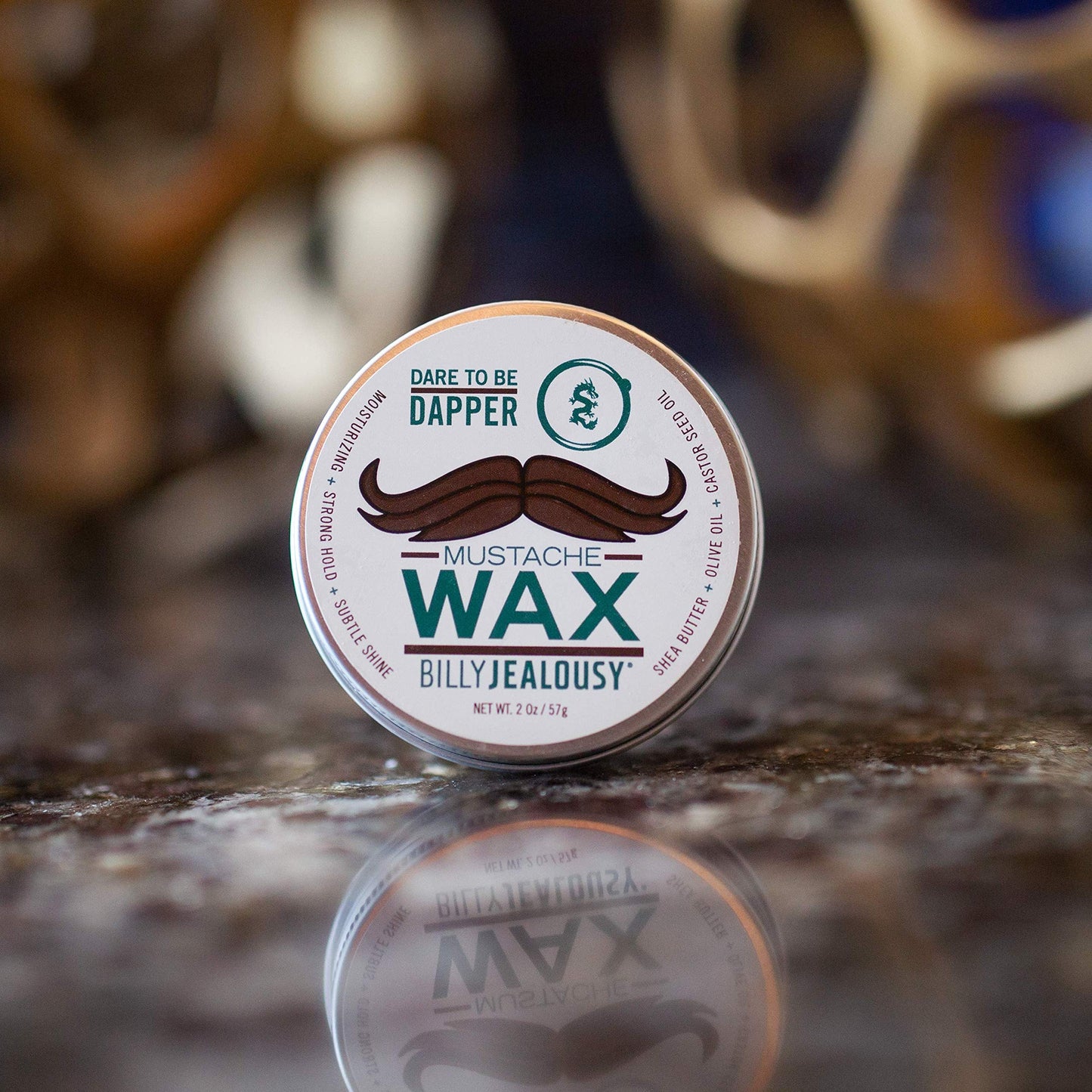 Billy Jealousy Bulletproof Strong Hold Mustache Wax, Conditioning Travel-Friendly Styling Product with Woodsy Lavender, Tropical Fruit, and Oak Moss