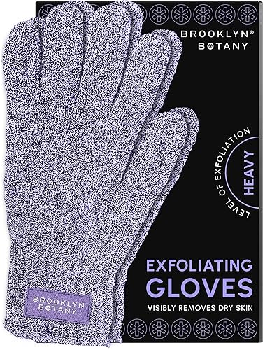 Brooklyn Botany Exfoliating Gloves for Bath and Shower - Heavy Duty Exfoliating Body Scrubber for Massage and Dead Skin Remover for Body - 1 Pair