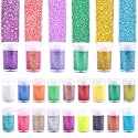 24 Colors Glitter Set, Fine Glitter for Resin, Arts and Craft Supplies Glitter, Festival Glitter Powder Makeup Glitter, Cosmetic Glitter for Body Nail