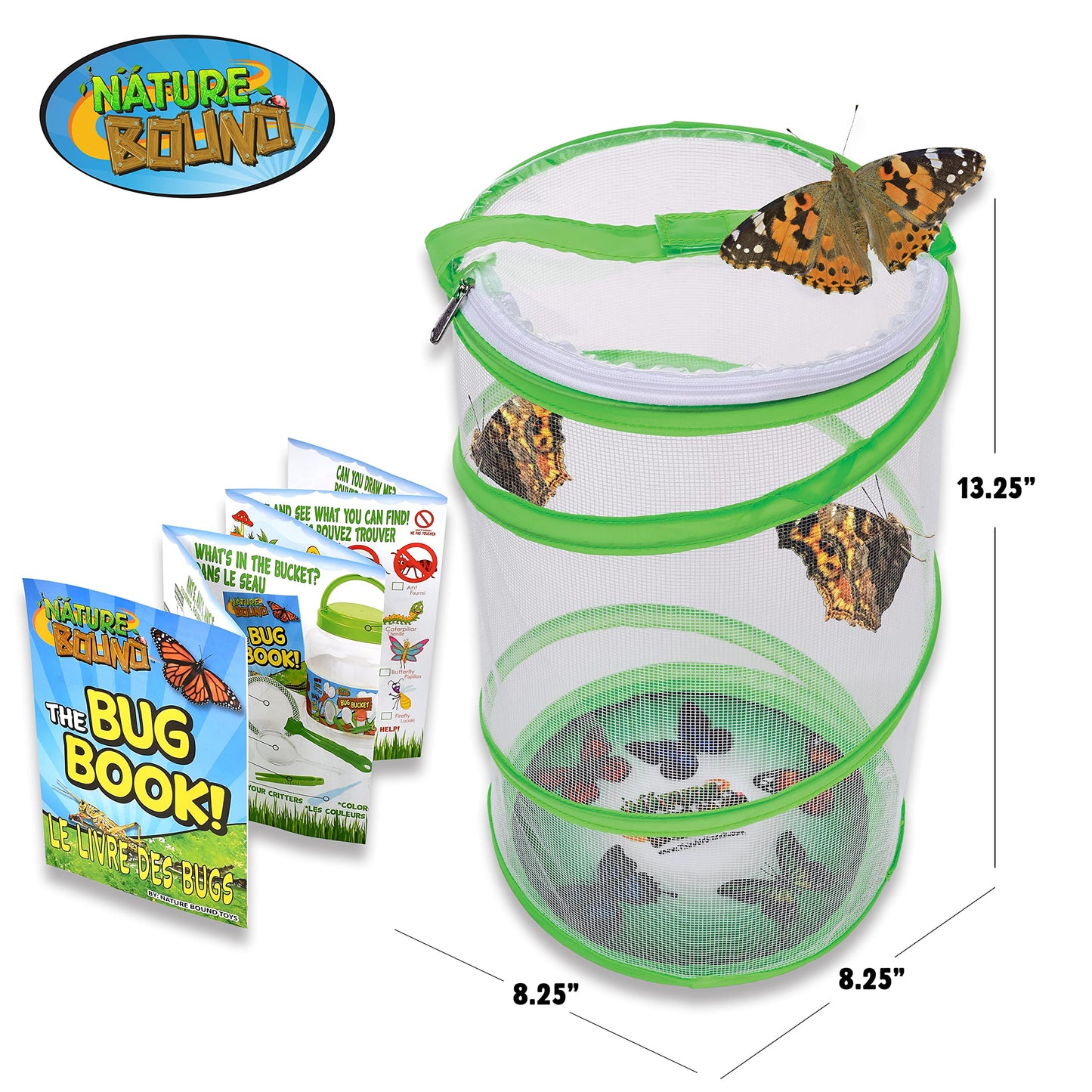 Nature Bound Butterfly Growing Kit – Live Caterpillars to Butterflies with Pop-Up Habitat, Voucher & STEM Learning Guide, Educational Project for Kids