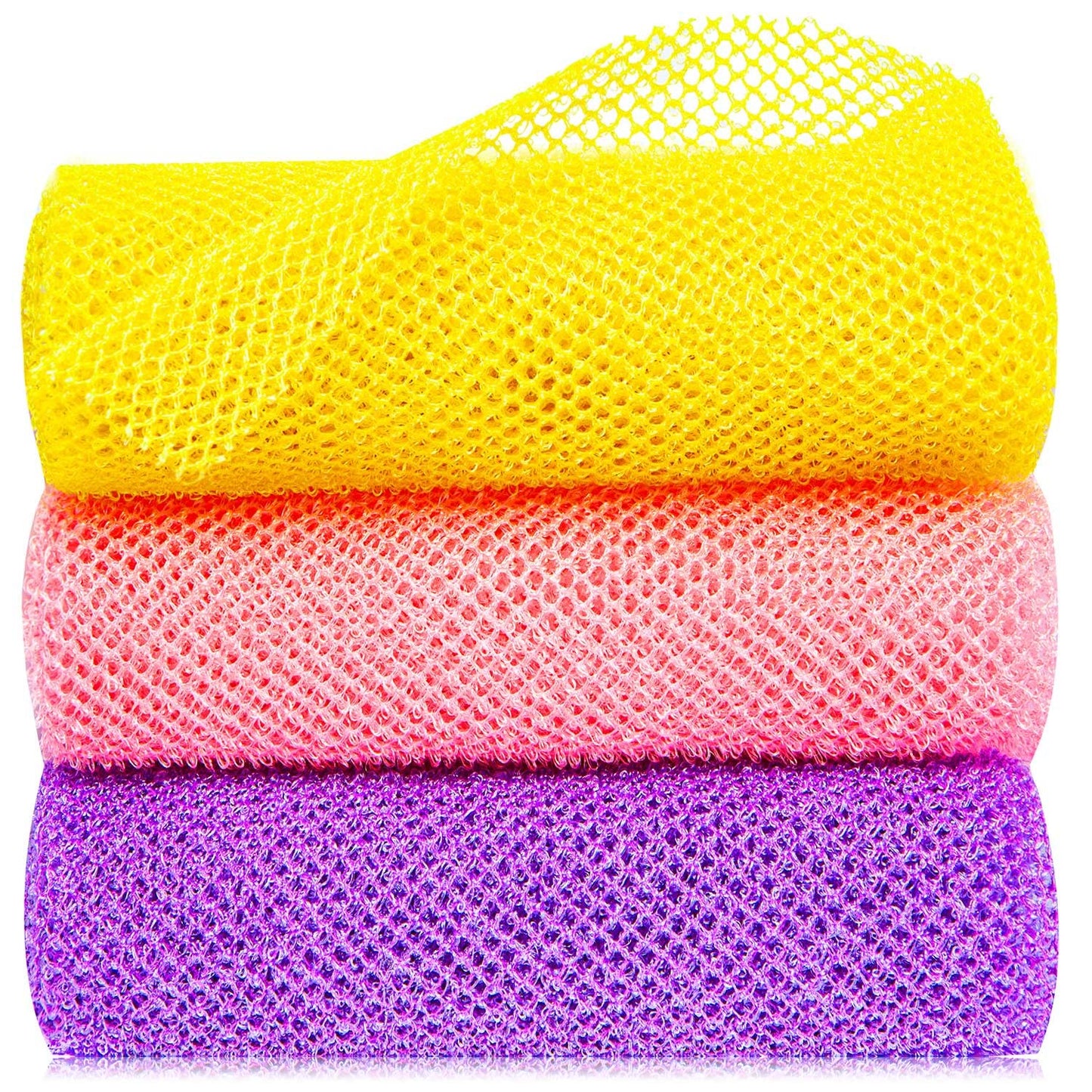 Gugull 3 Pcs African Exfoliating Net Sponge African Bath Sponge Scrubbing Rag Net African Wash Shower Long Net Body Scrubber