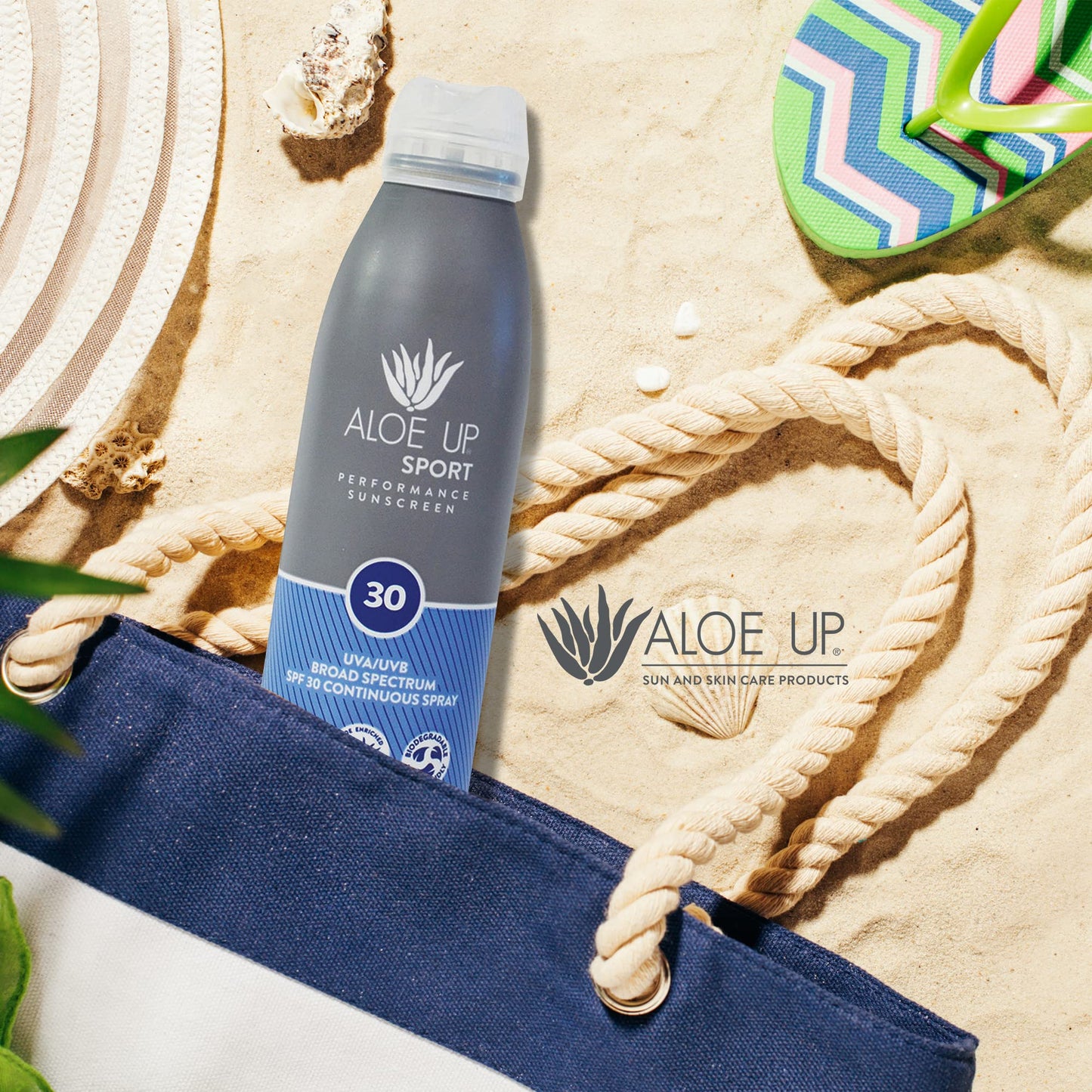 Aloe Up Sport Continuous Spray Sunscreen SPF 30 - Broad Spectrum UVA/UVB Sunscreen Protector for Face and Body - With Aloe Vera Gel - Fast Absorbing